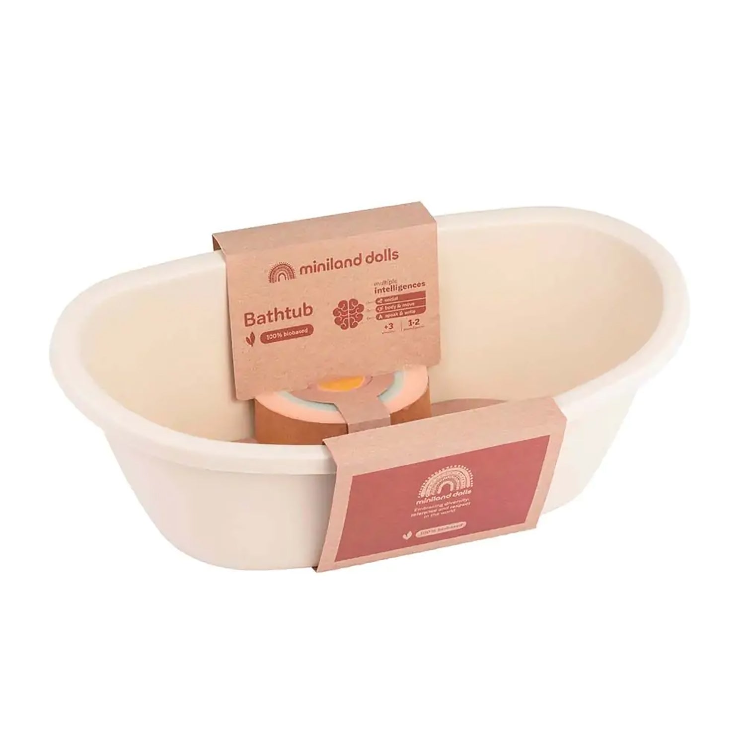 Miniland Eco-Friendly Doll Bathtub Set with Rainbow Sponge - Image 2