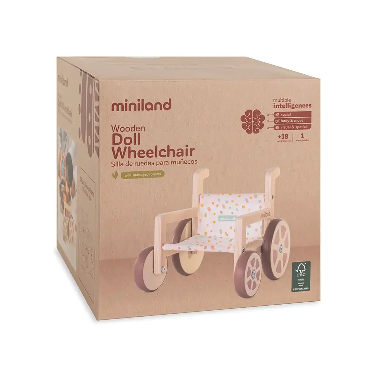 Miniland Eco-Friendly Wooden Wheelchair Doll Accessory - Image 2