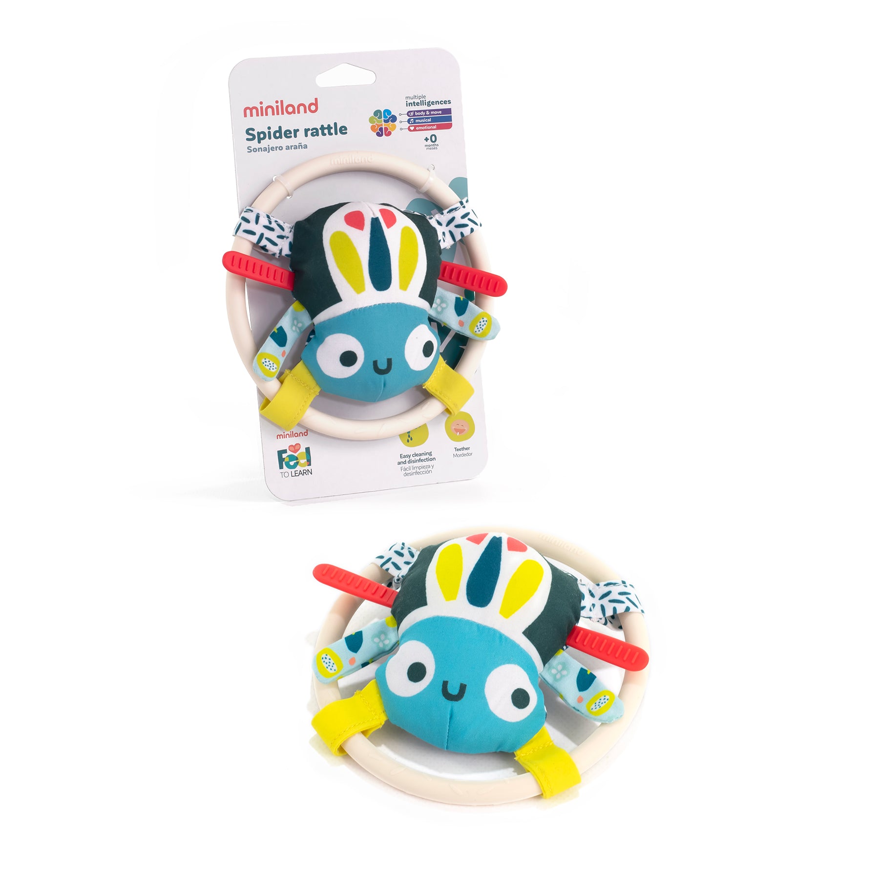 Miniland Feel to Learn: Spider Rattle ?C Sensory Teether Toy
