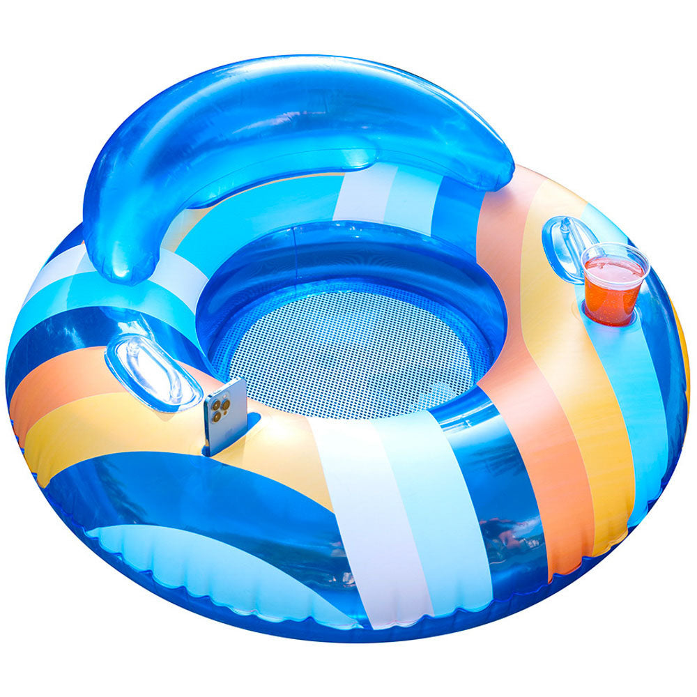 PoolCandy Deluxe 46" Pool Tube with Backrest - Translucent Blue