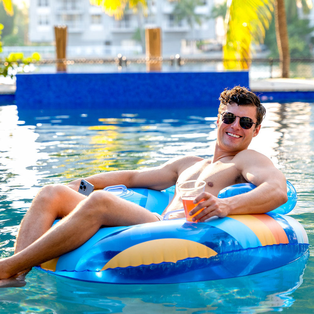 PoolCandy Deluxe 46" Pool Tube with Backrest - Translucent Blue - Image 4