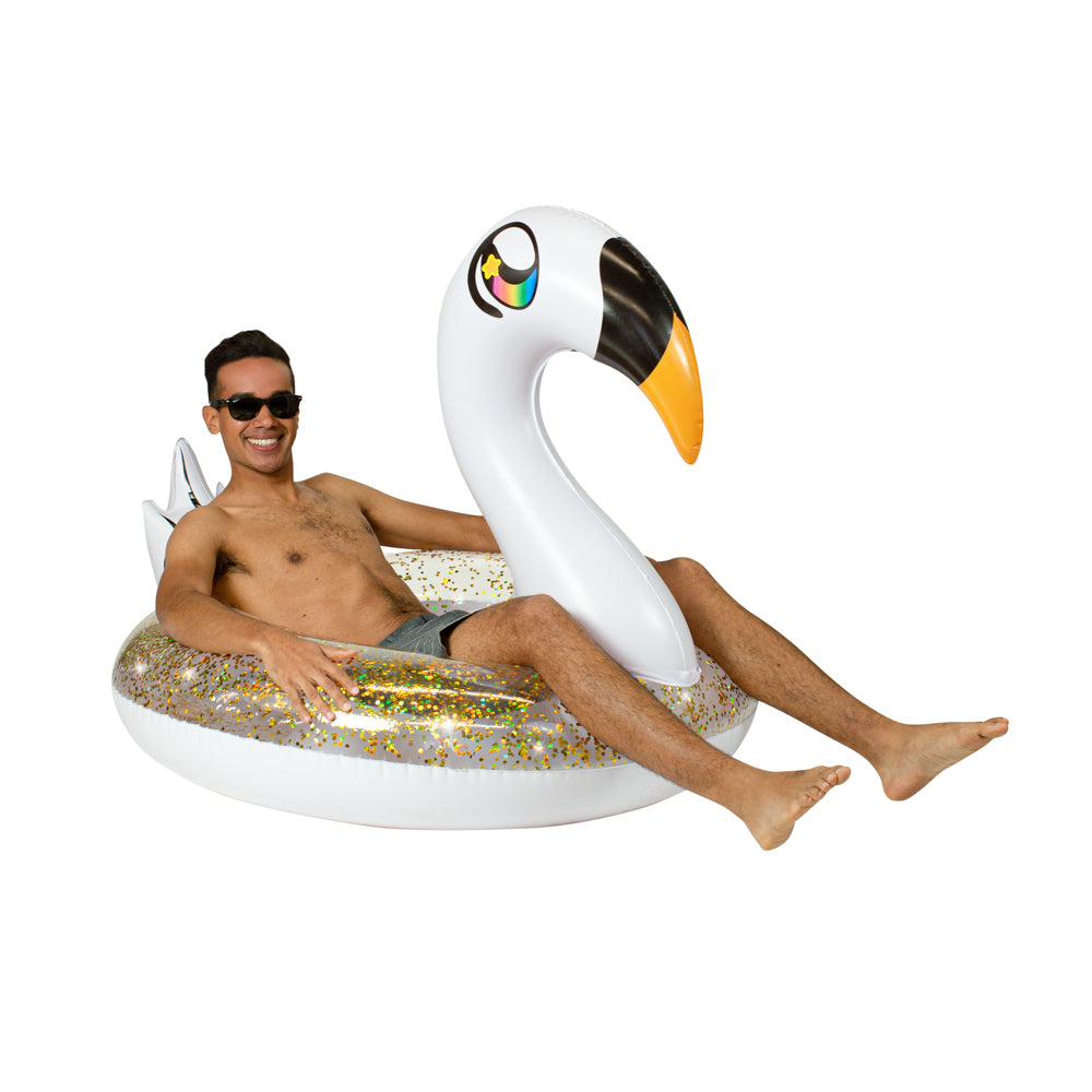 PoolCandy Jumbo Glitter Swan Pool Float - 48 Inch - Image 2