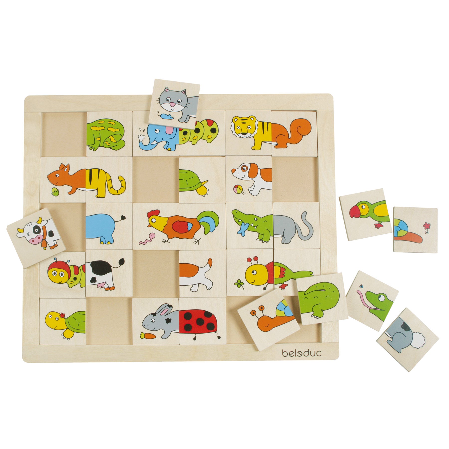 Beleduc Match & Mix Wooden Animal Puzzle - Memory & Creativity Game - Image 3