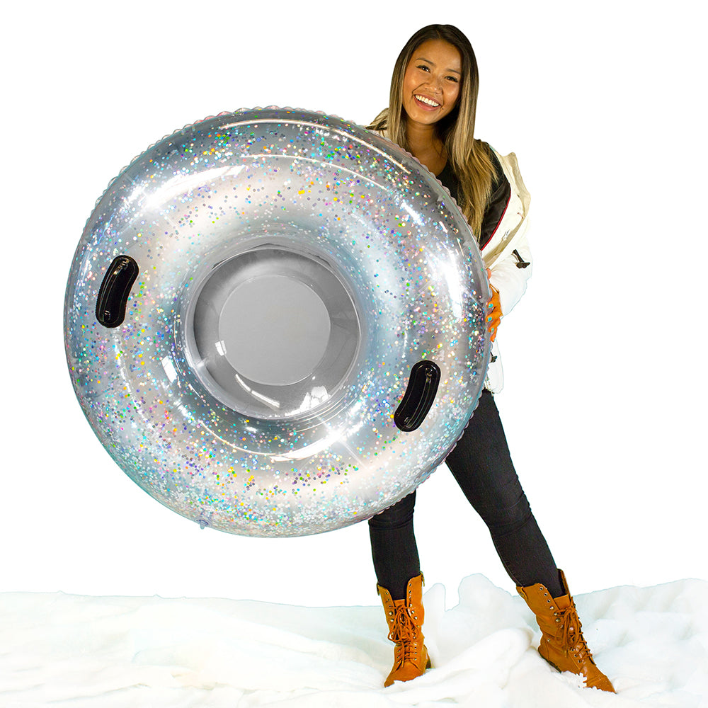 42-inch SnowCandy Glitter Snow Tube - Dazzling Silver - Image 4