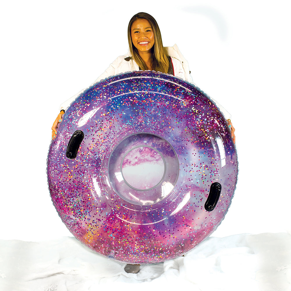 48-inch Galaxy Glitter Snow Tube - Deep Space Pink Glitter - Image 2