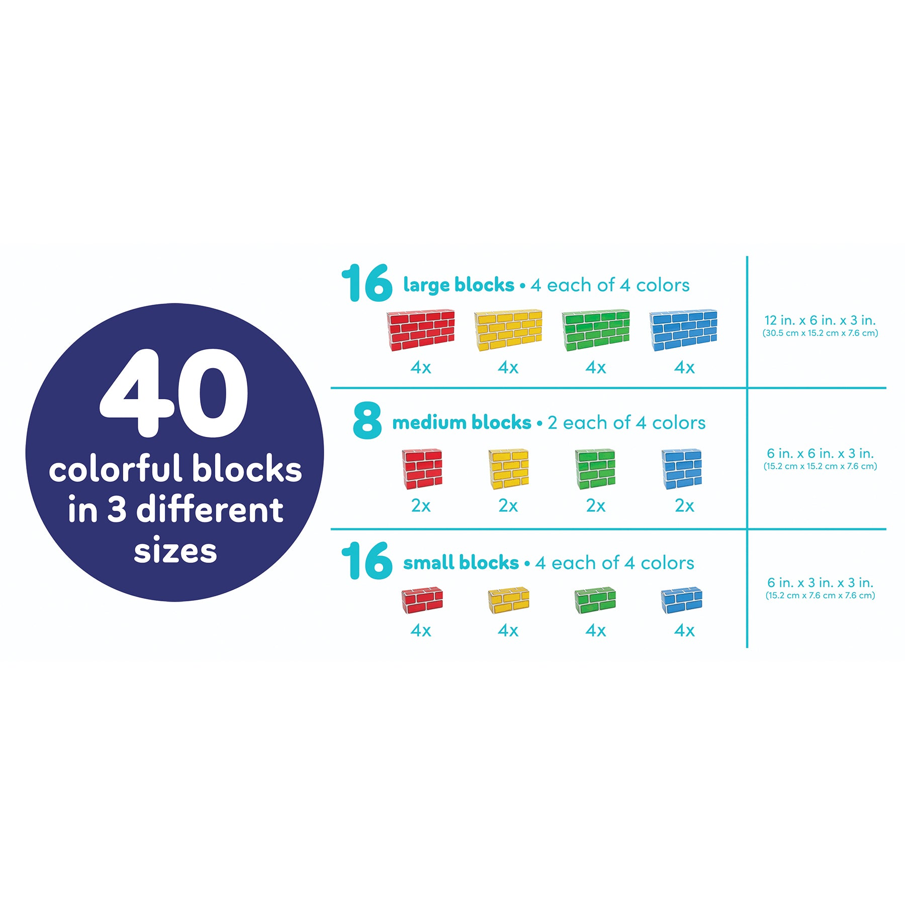 Teacher Created Resources Vibrant Easy-Stack Cardboard Blocks - 40 Piece Set - Image 2