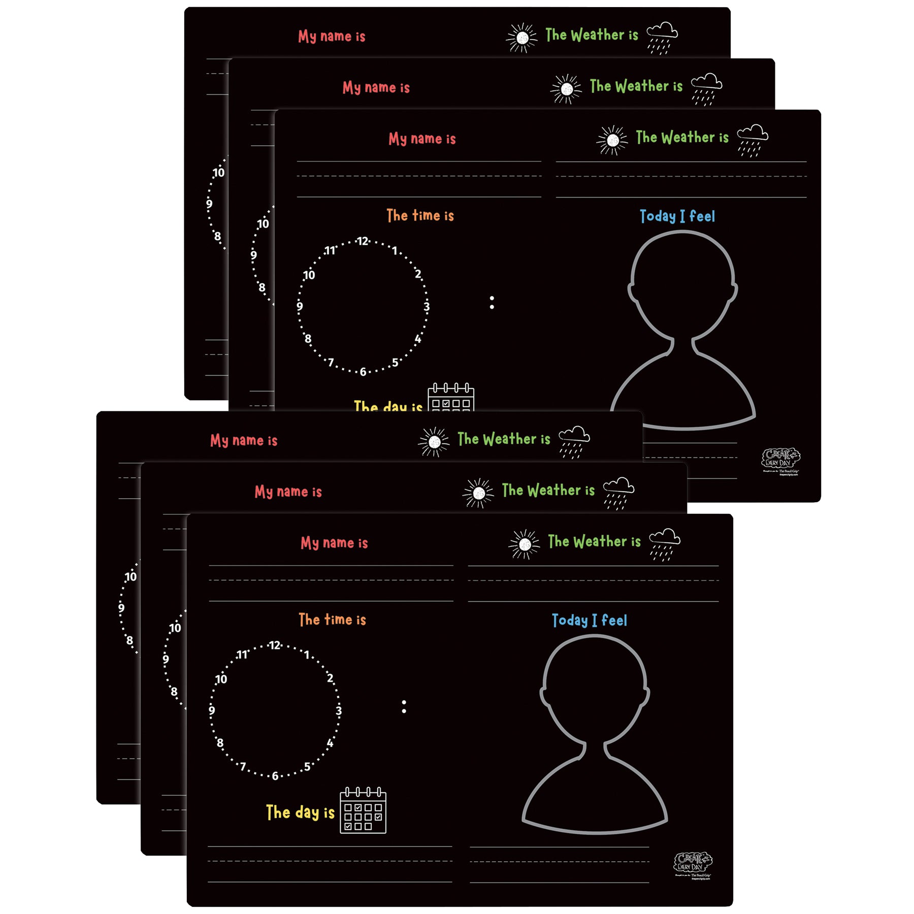The Pencil Grip Activity Playmat - Reusable Drawing Mat - Pack of 6