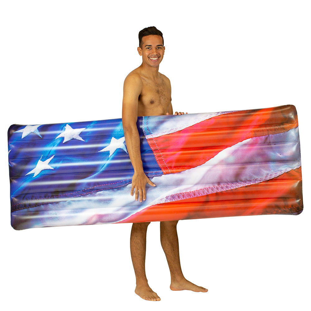 Stars & Stripes Deluxe Pool Raft - Patriotic 74x30 Inch Lounger - Image 2
