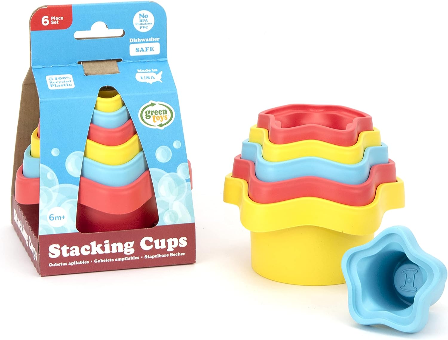 Green Toys Eco-Friendly Stacking Cups ???? Purple/Blue/Green Bath Toy
