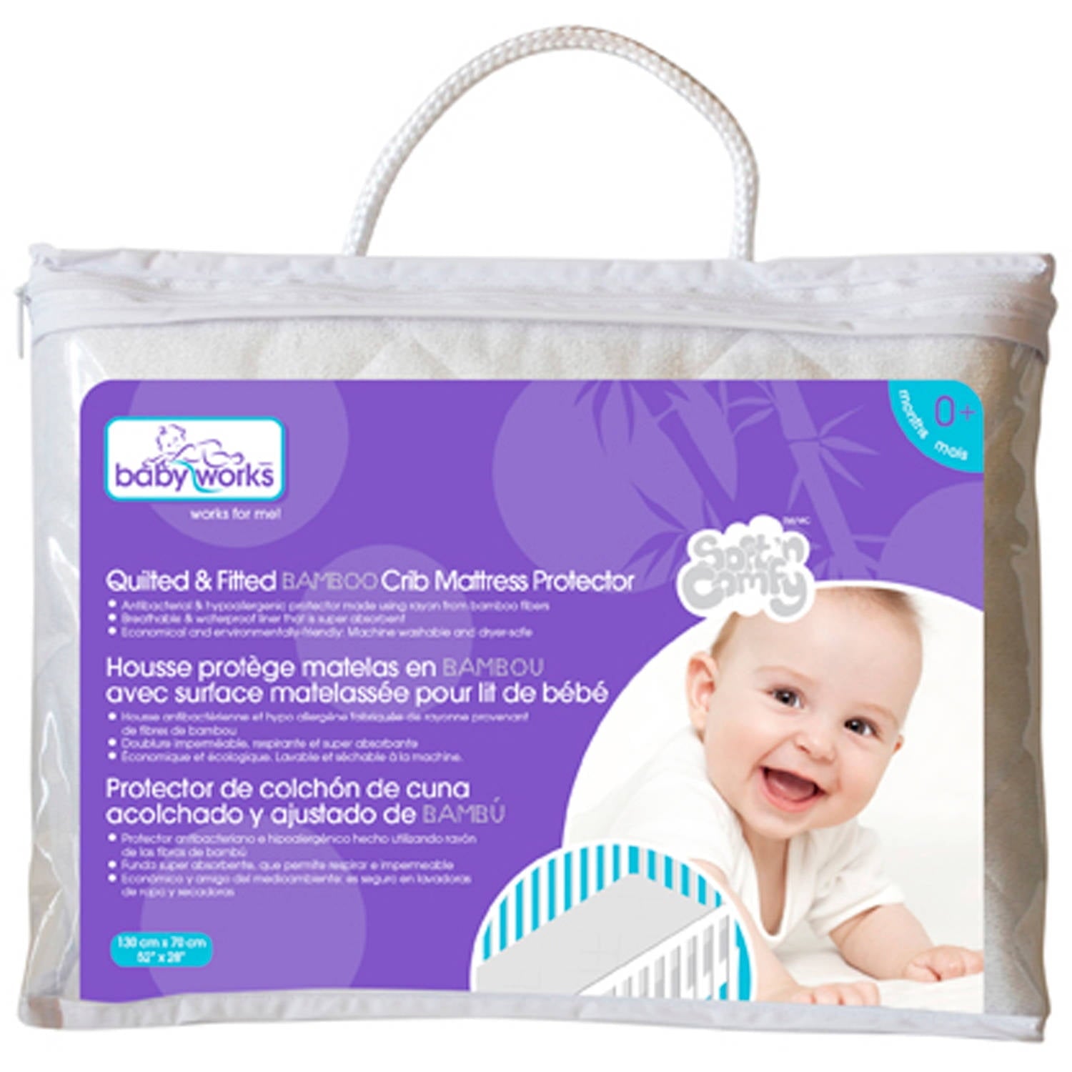 Baby Works Quilted & Fitted Bamboo Mattress Protector - Image 2