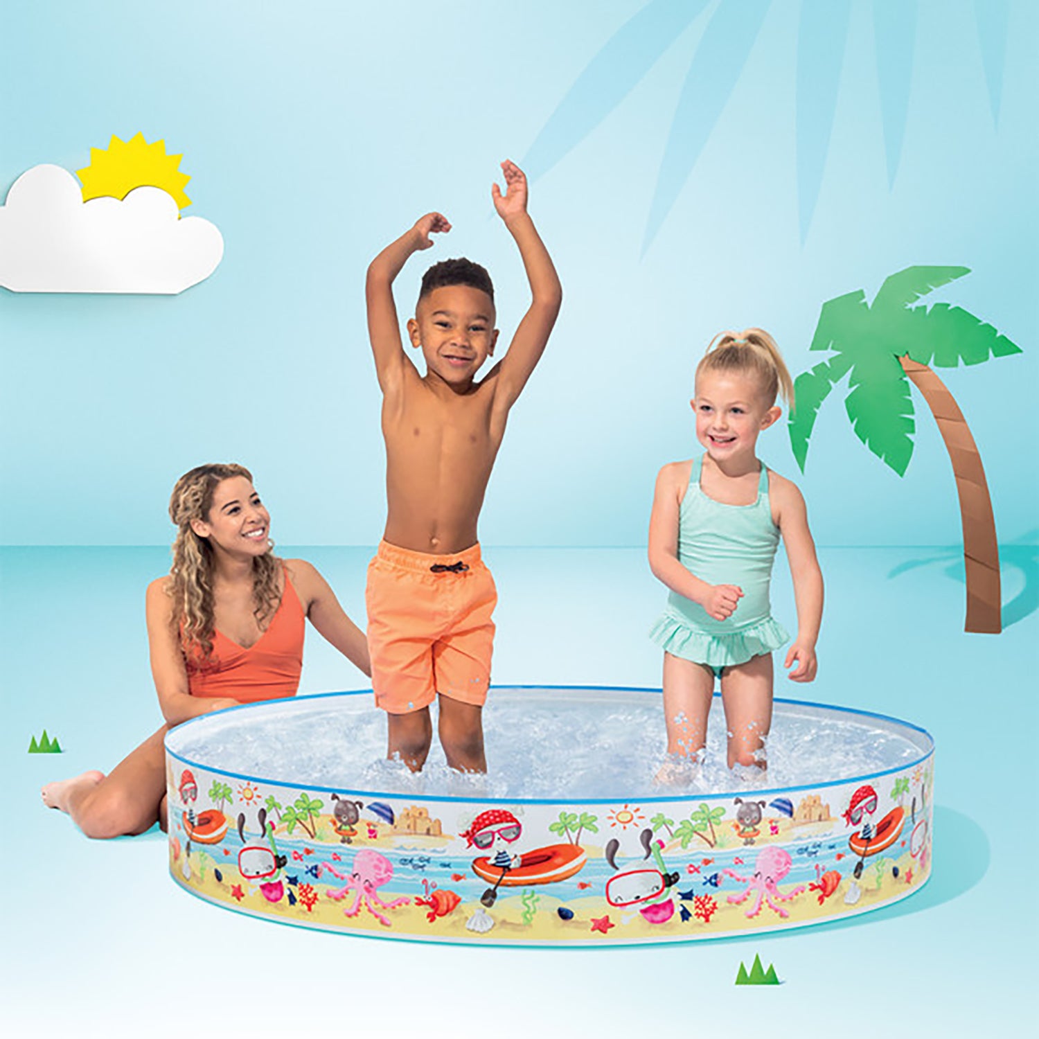 Intex Snapset Pool - Fun at The Beach, 5'x10', with Snorkel Pattern - Image 3