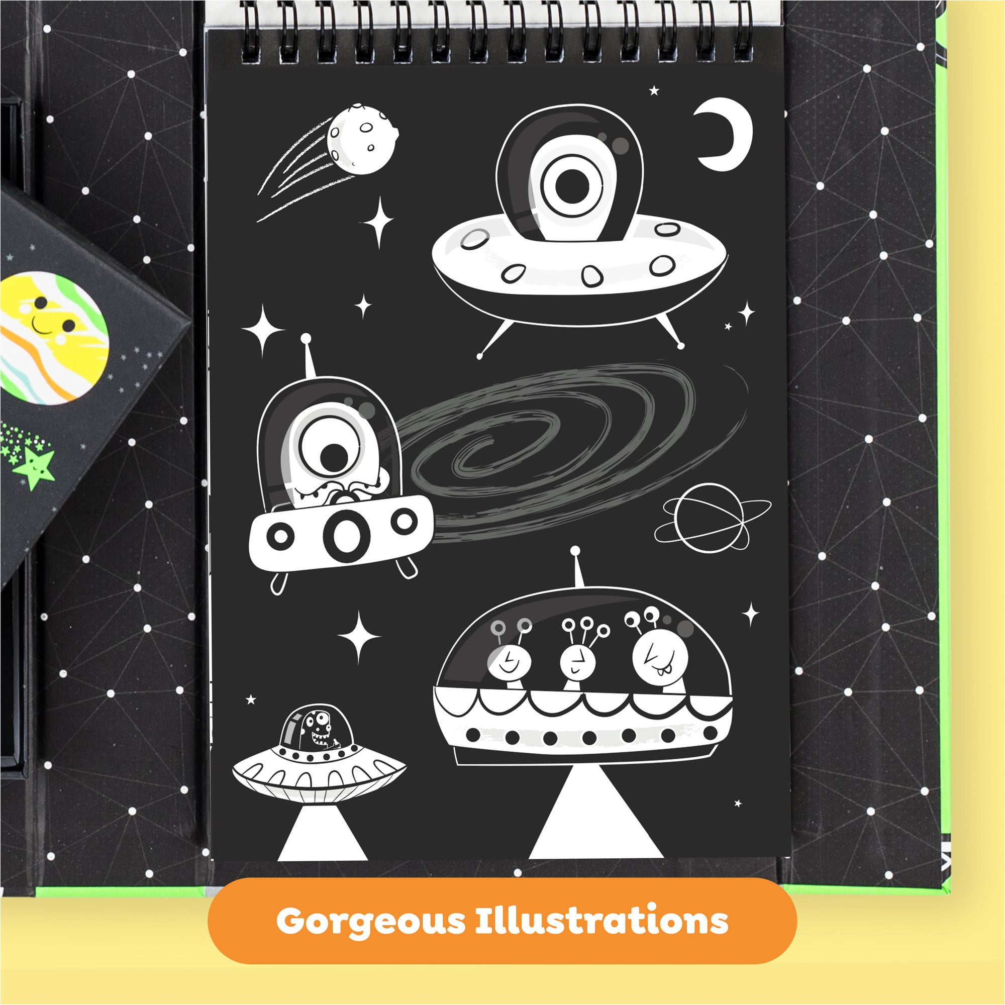Tiger Tribe Neon Coloring Set - Outer Space Activity Kit with Markers & Stickers - Image 5