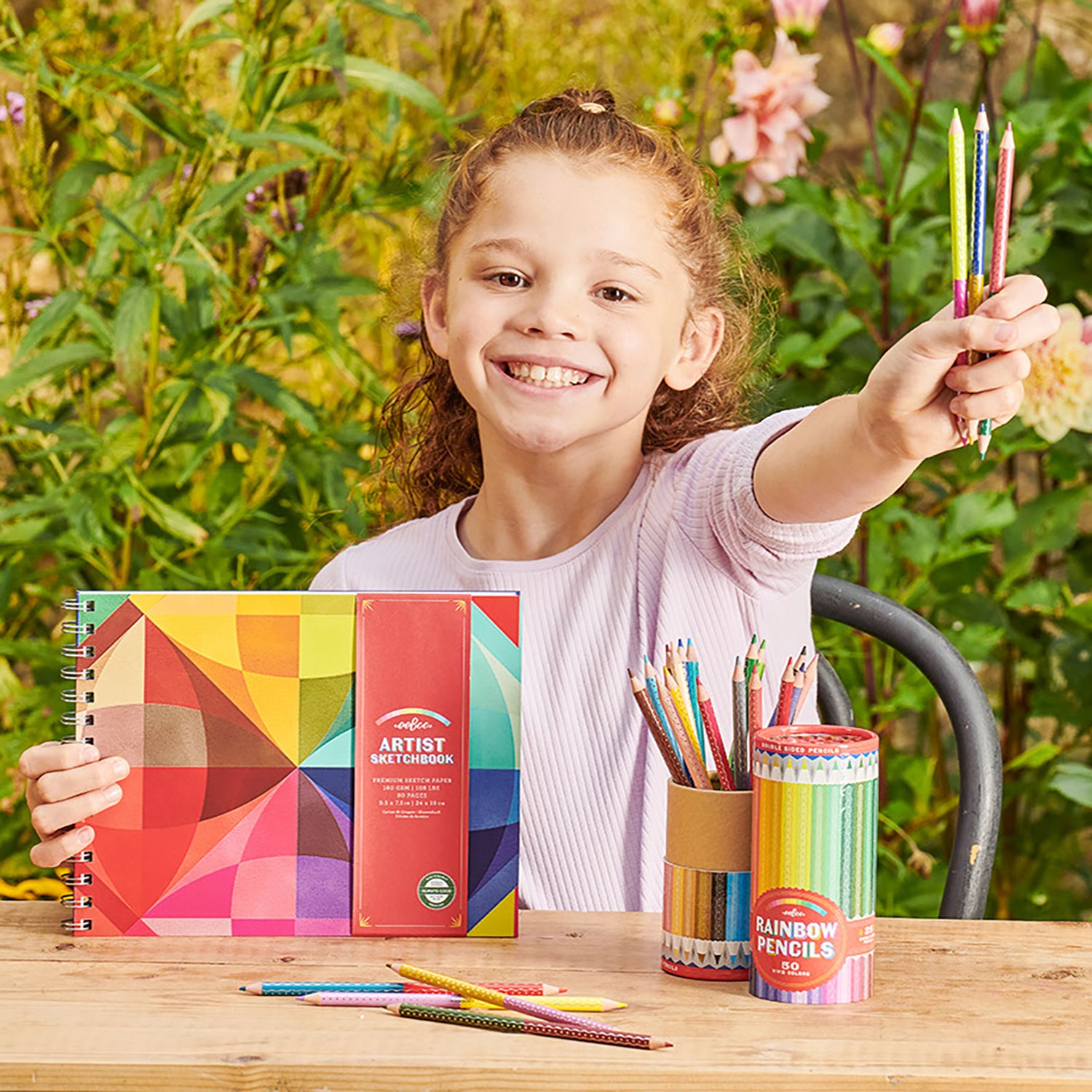 eeBoo Rainbow Collection Double-Sided 25pc Colored Pencils Set - Image 4