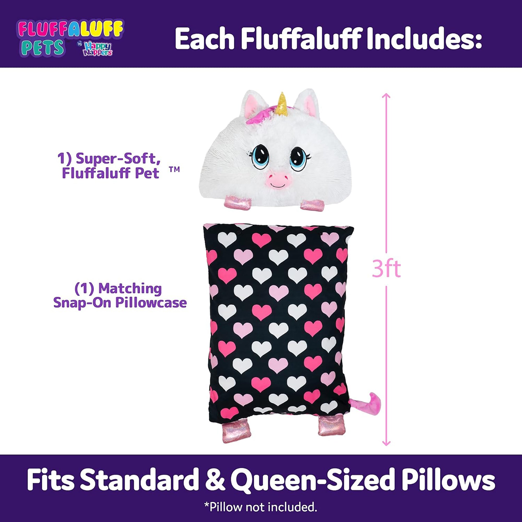 Happy Nappers Arianna Unicorn 36 inch 2-in-1 Play and Sleep Pillow - Image 2