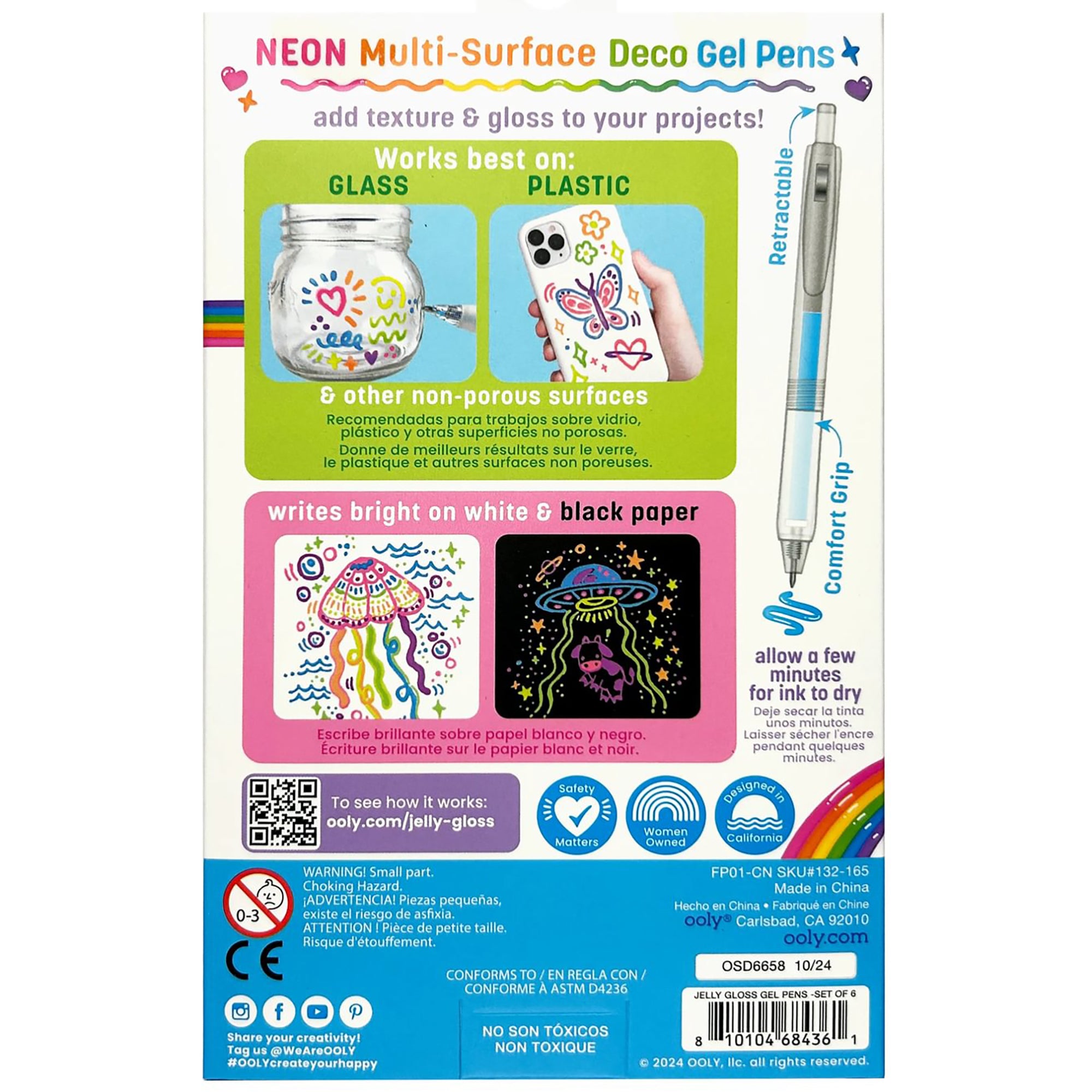 OOLY Jelly Gloss Neon Deco Gel Pens - Assorted Colors, 6-Count - Image 2