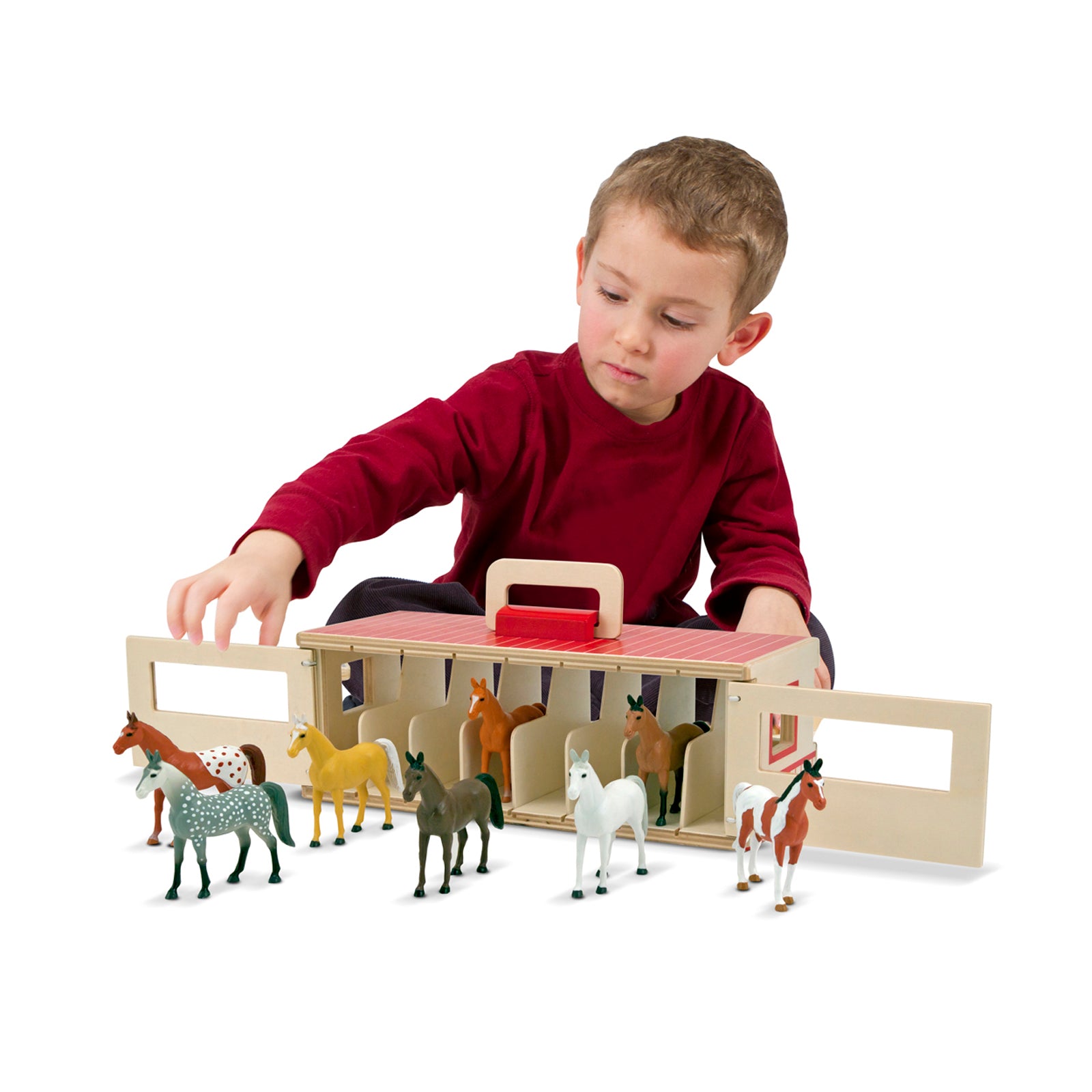 Melissa & Doug Portable Wooden Show-Horse Stable Play Set - Image 2