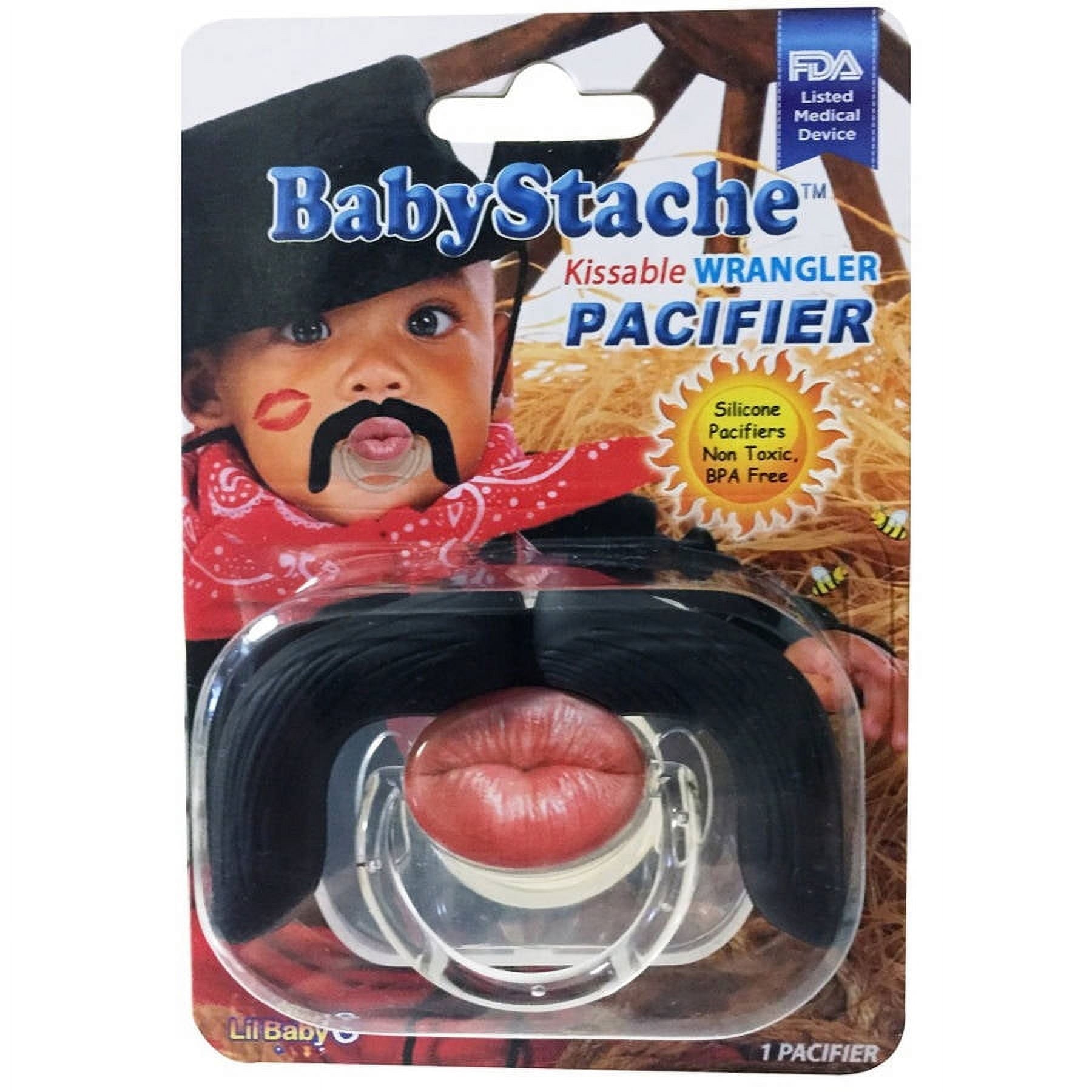 Babystache Kissable Wrangler Novelty Pacifier ?C Black/Brown