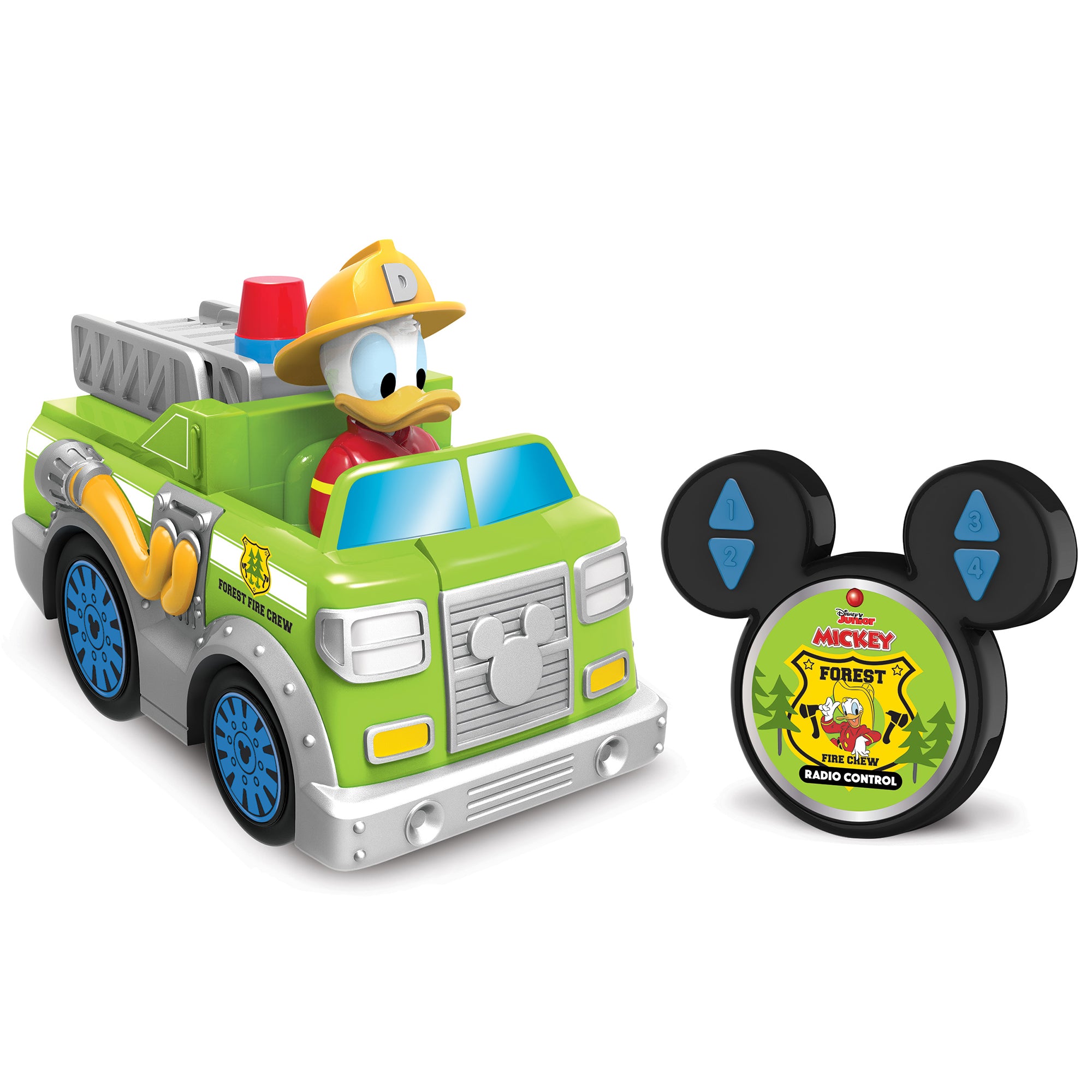 Disney Junior: 9" R/C Donald Duck Firetruck - Light-Up Toy Vehicle - Green - Image 2