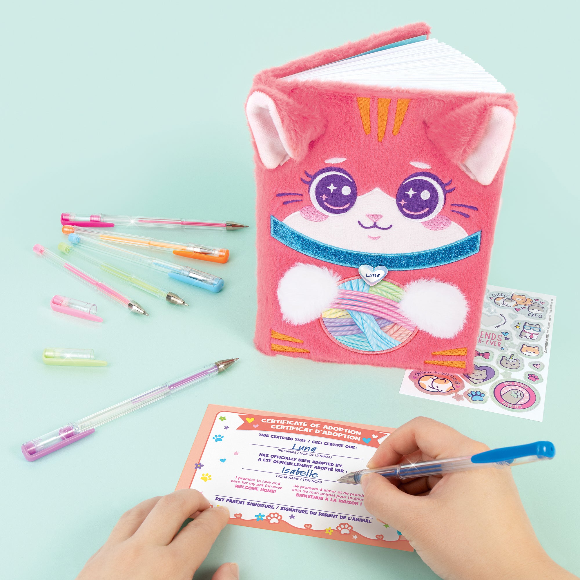 3C4G Happy Tails Plush Cat Adoption Journal - Pink Diary for Girls 6+ - Image 4