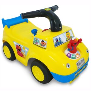 Kiddieland Sesame Street Elmo School Bus Light & Sound Activity Ride-On