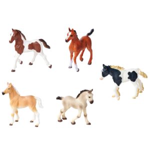 Simba Toys Foals Set 5 Horse Figurines - Realistic Collectible Toy Animals for Kids 3+