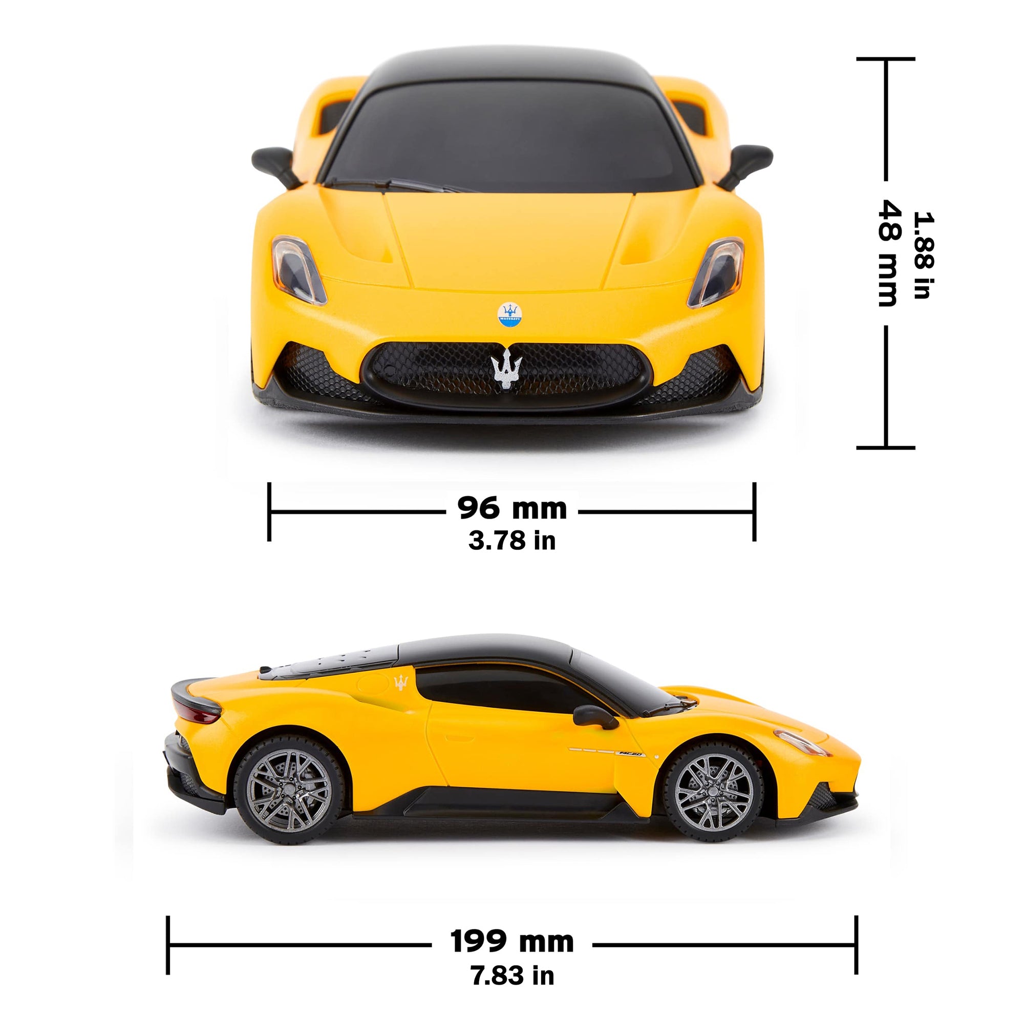 CMJ RC Cars: Maserati MC20 - 1:24 Scale Yellow Radio Control Sports Car with LED Headlights - Image 2