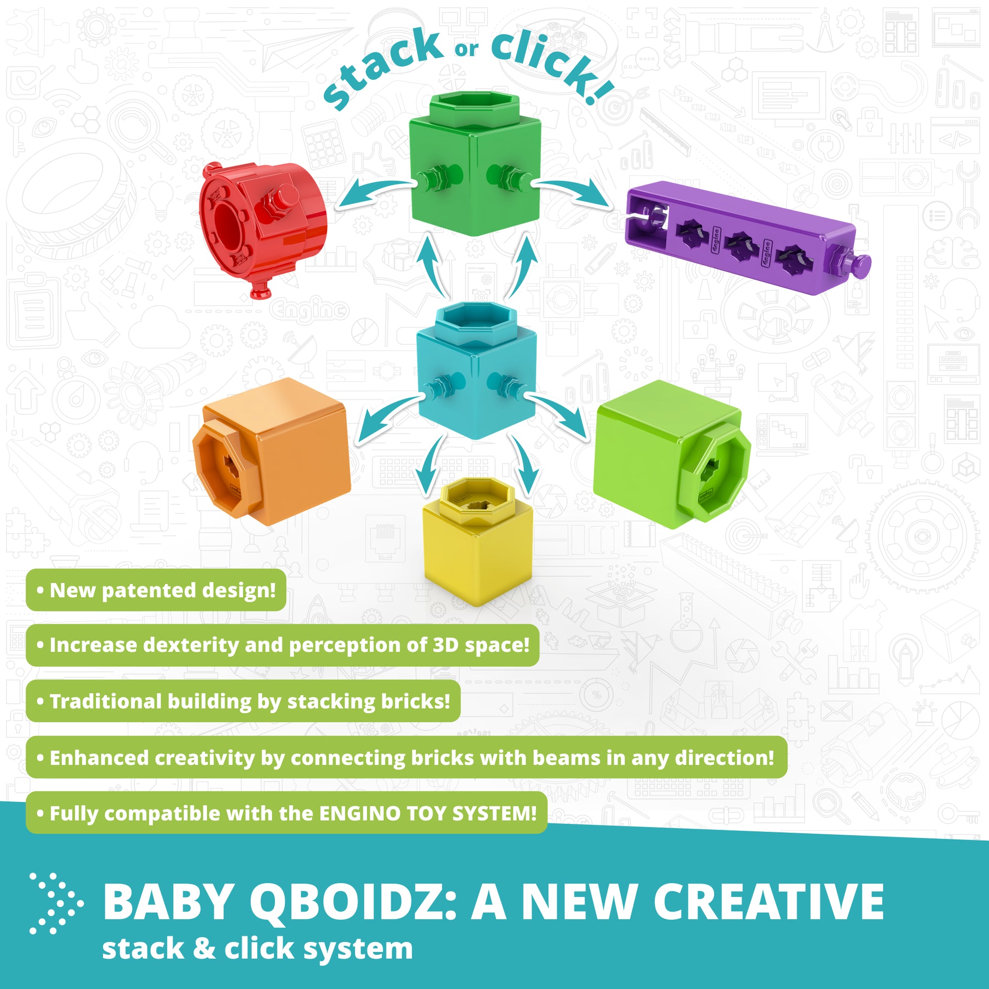 Engino Qboidz Baby: My First Steps 72pc Large Brick Set for Toddlers - Image 3