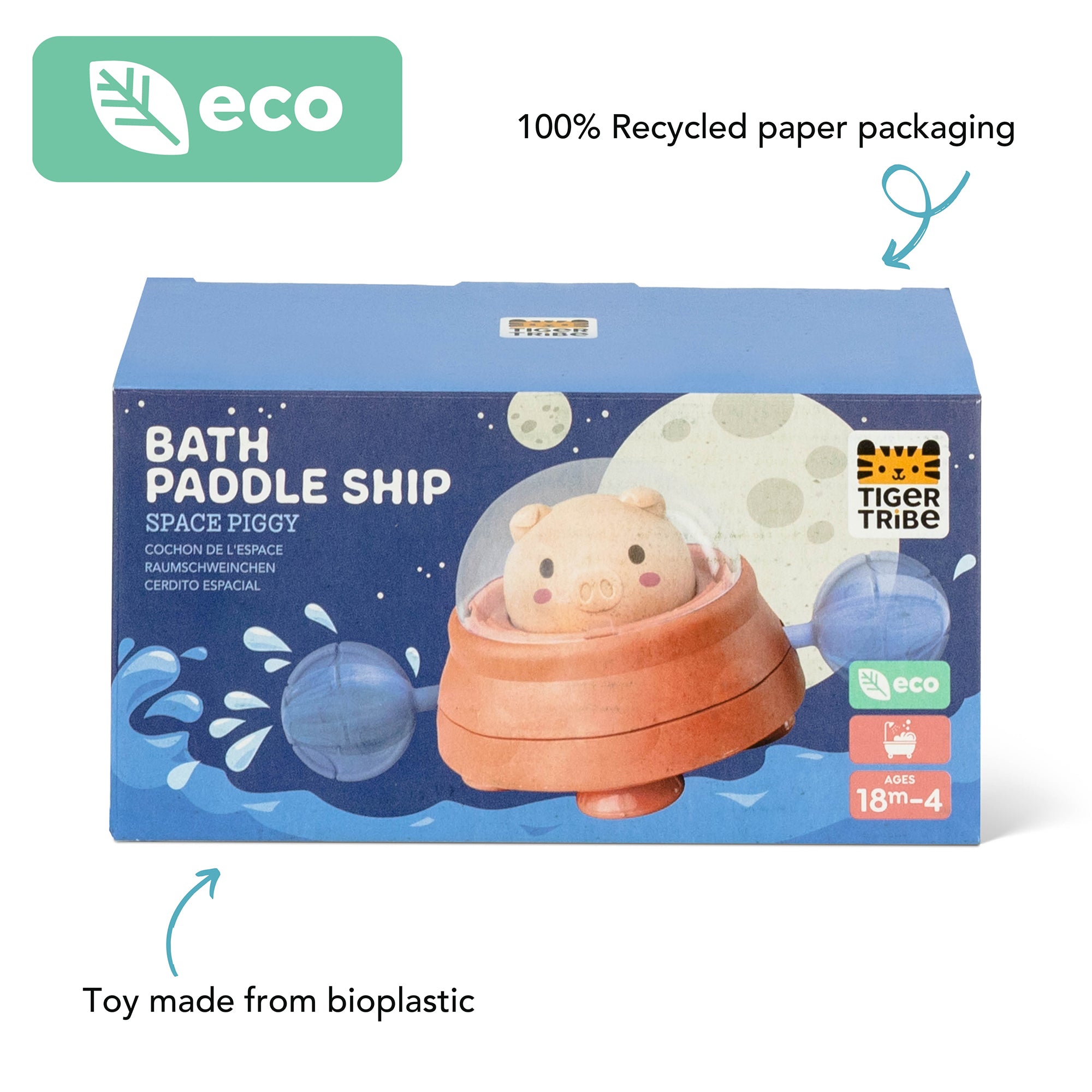 Tiger Tribe Space Piggy Paddle Ship - Bath Time Adventure Toy - Image 2