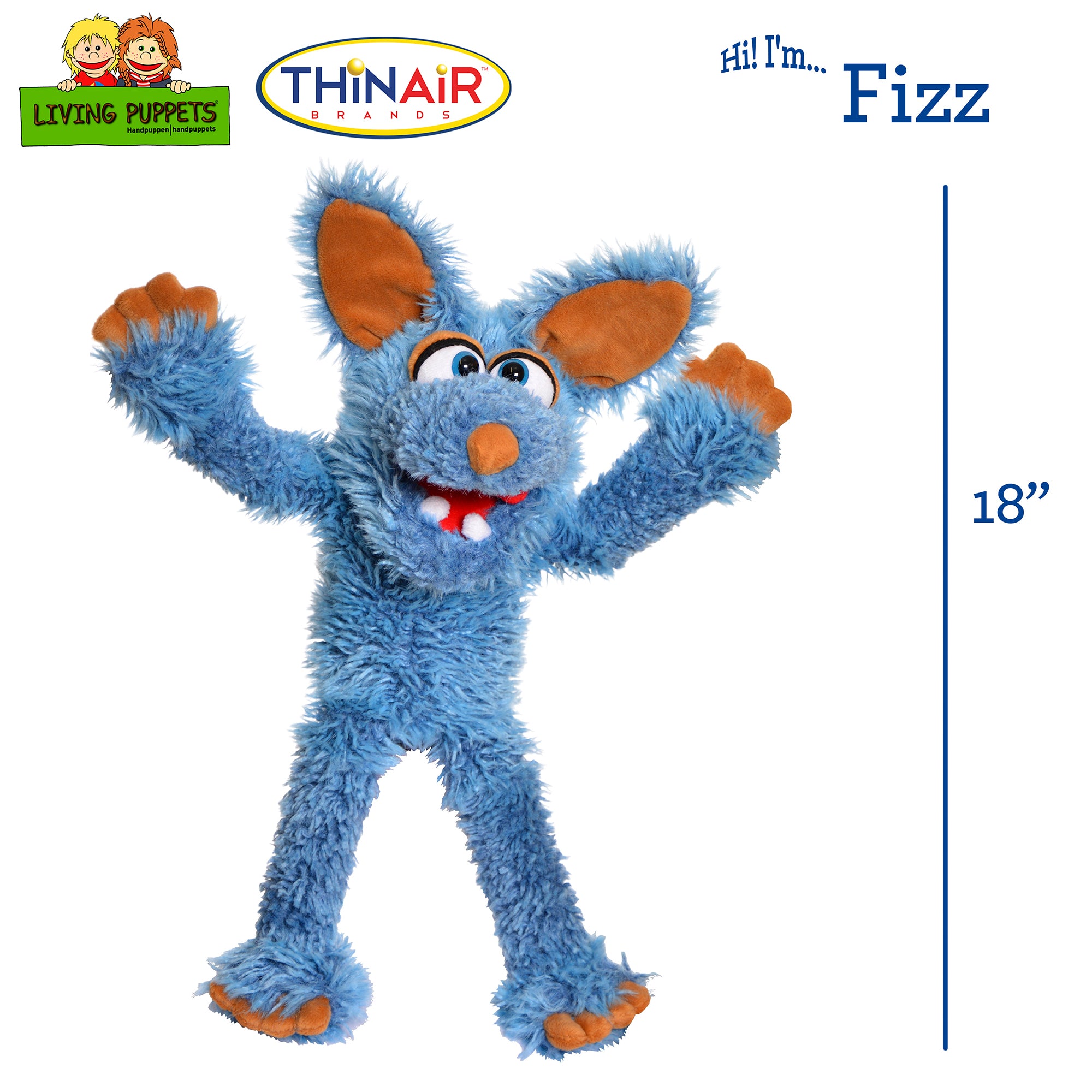 Living Puppets Handmade Fizz The Blue Dog Plush Hand Puppet - Image 2