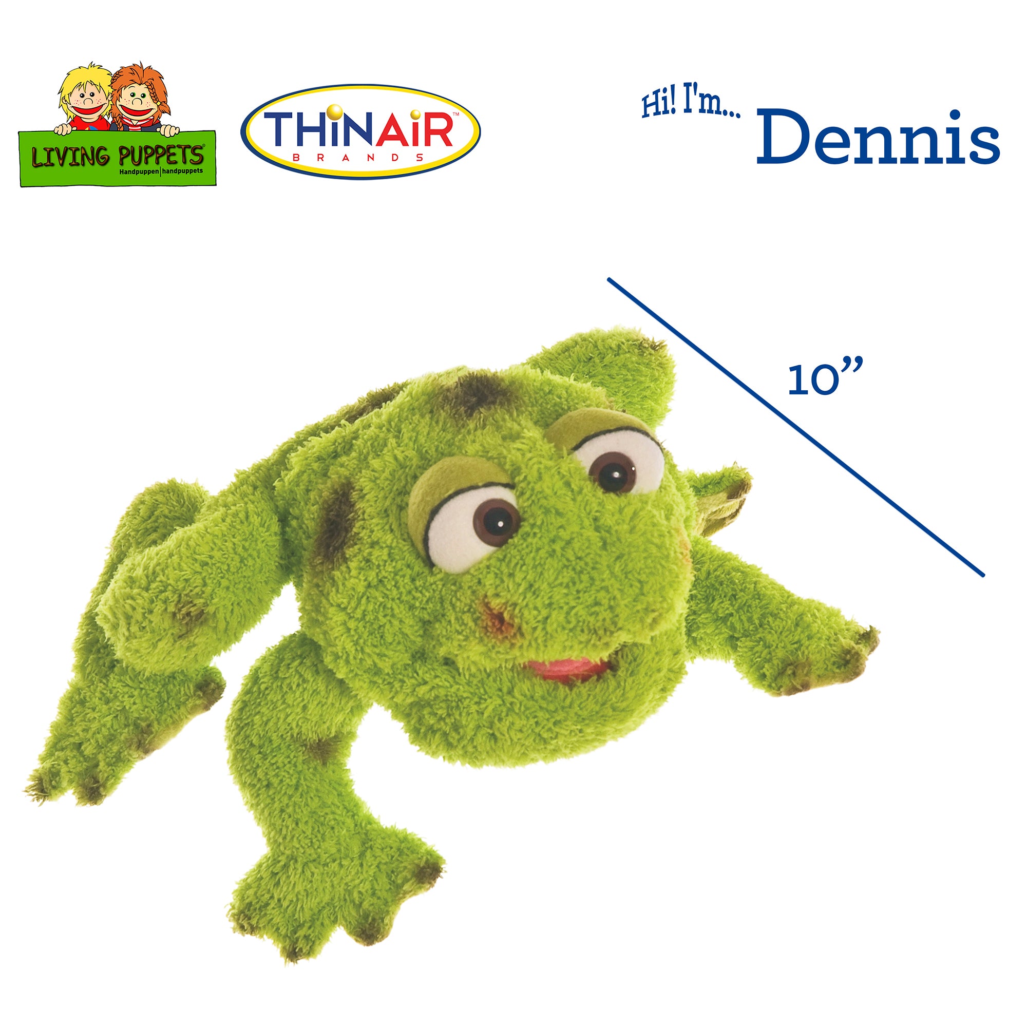 Living Puppets Dennis The Green Frog - 10" Plush Hand Puppet - Image 2