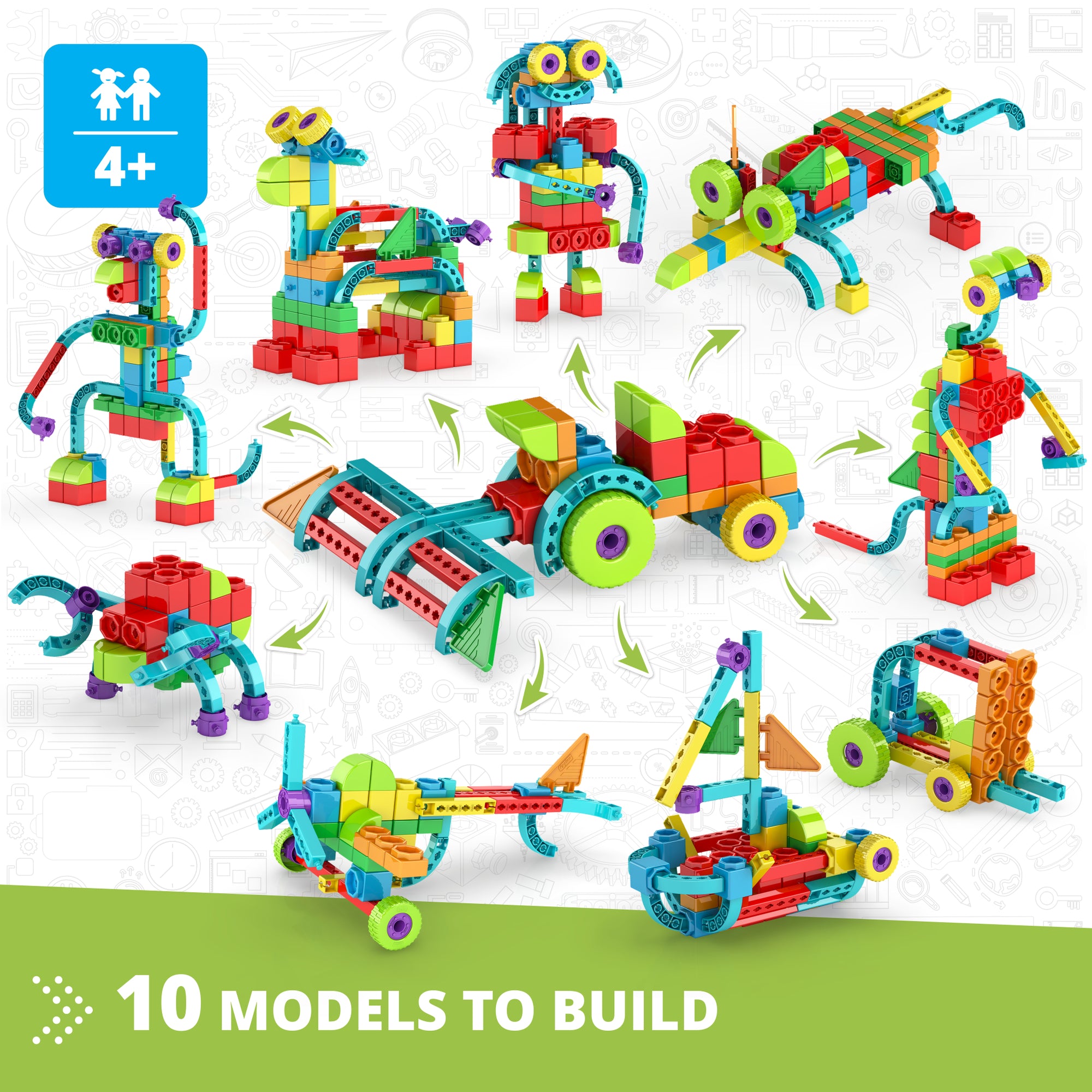 Engino Qboidz Farm Tractor 10-Model Building Set - STEM Learning Toy for Kids 4+ - Image 2