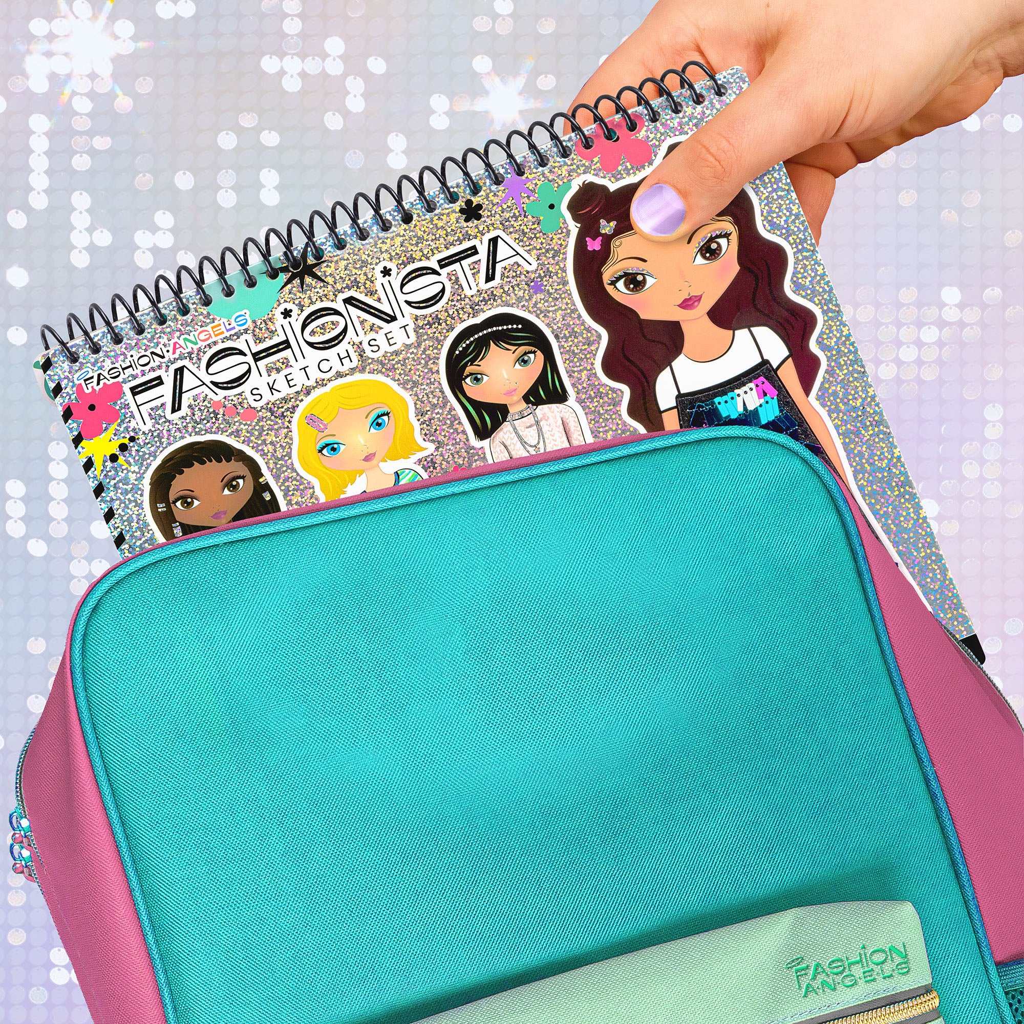 Creative Kids Fashionista Sketch Portfolio Set with Stencils, Stickers, and Markers - Image 5