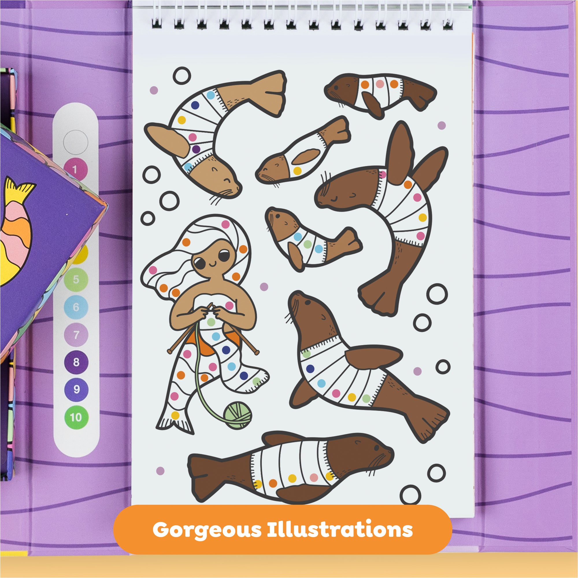Tiger Tribe Mermaids & Friends Color by Numbers Activity Set - Includes Markers - Image 4