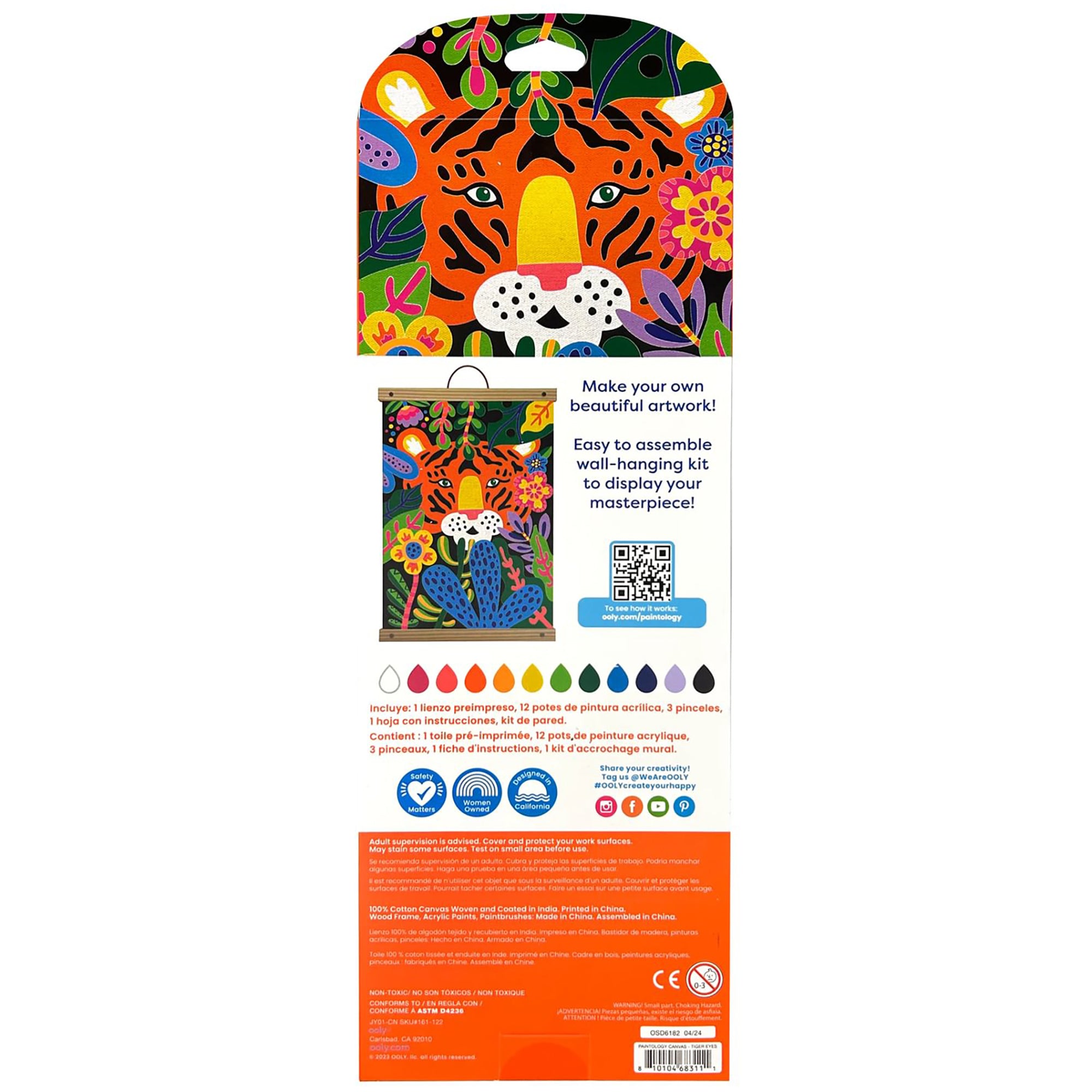 OOLY Paintology Canvas Paint-by-Number Kit - Tiger Eyes - DIY Art, Ages 8+ - Image 2