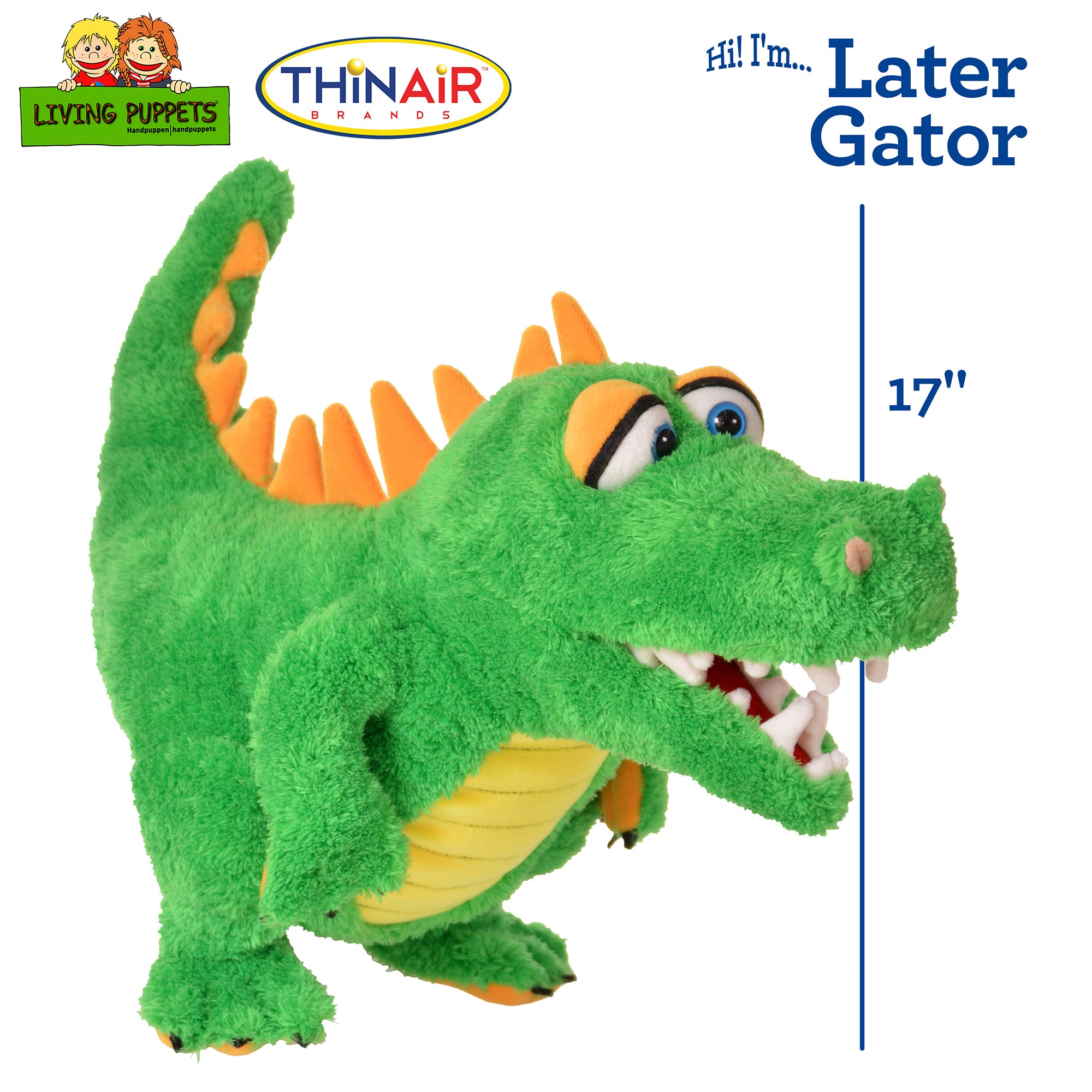 Living Puppets Later Gator - 17" Plush Green Alligator Hand Puppet - Image 2