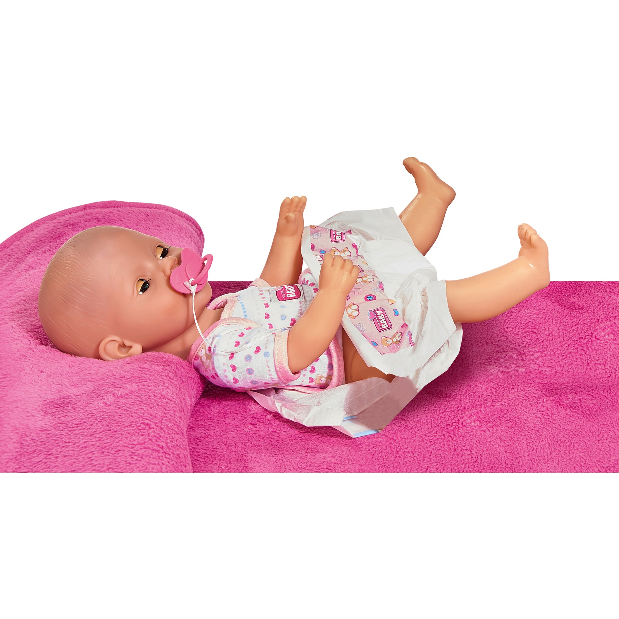 Simba Toys 15" Drink & Wet Baby Doll Set - Pink Heart Onesie - Image 3