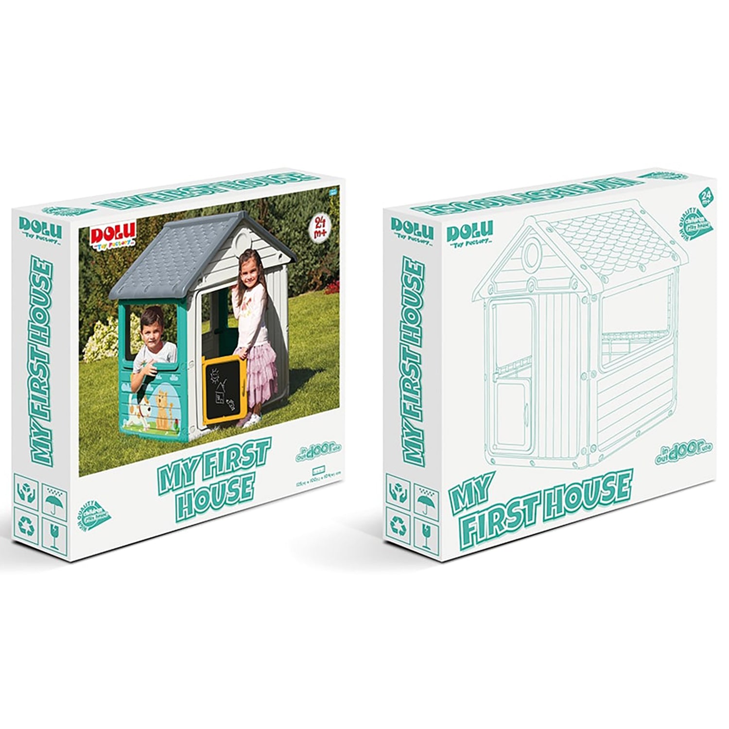 Dolu My First House Playhouse - Chic White & Green, Age 2+ - Image 4