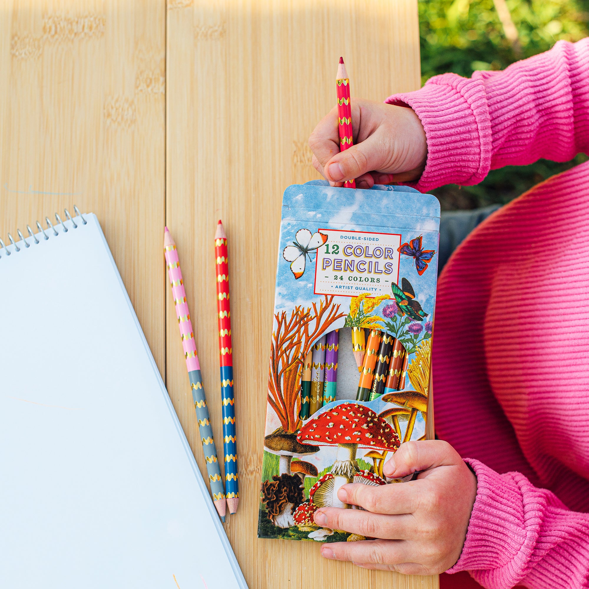 eeBoo Mushroom Double-Sided Color Pencils - 12pc Set - Image 4