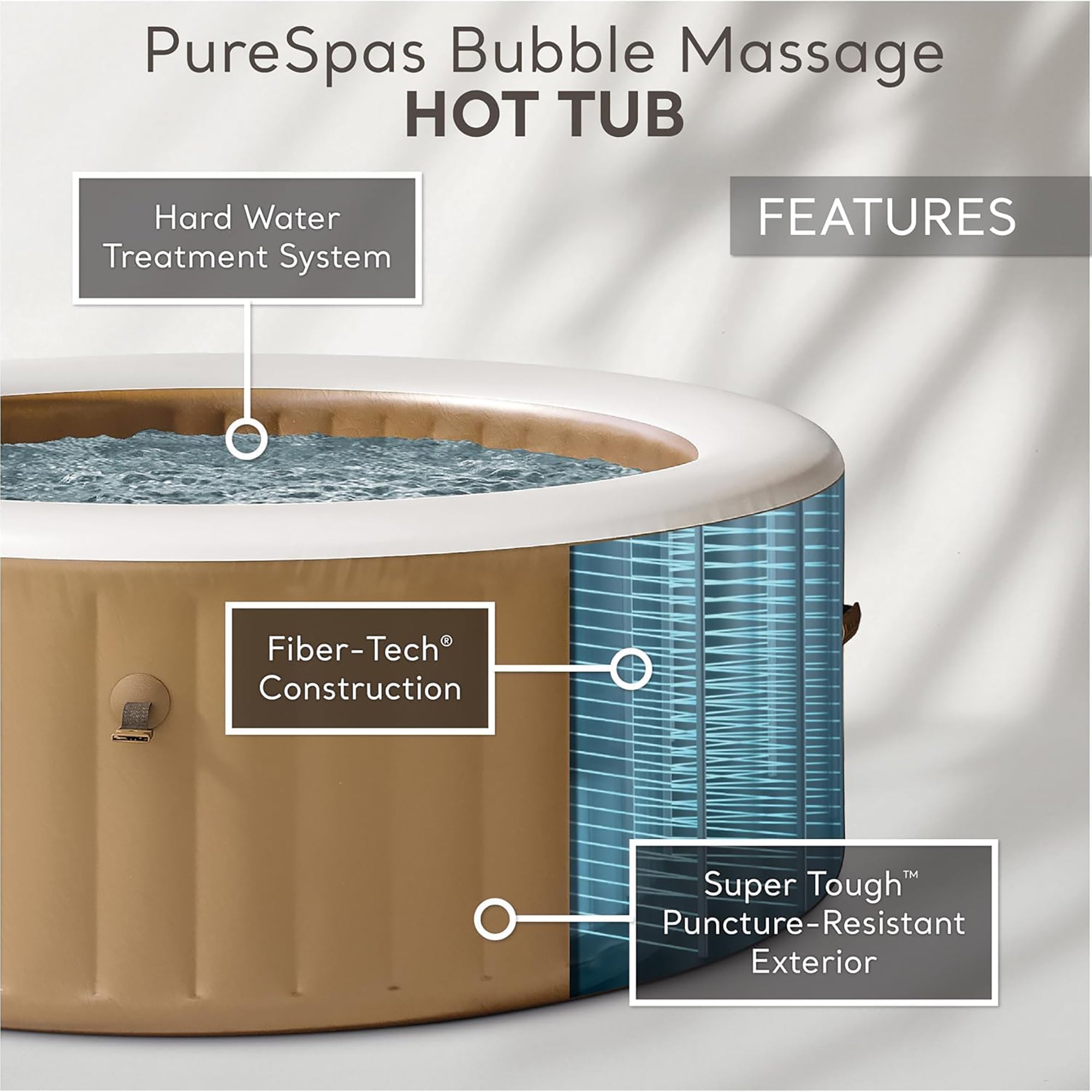 Intex PureSpa Sahara Tan 6-Person Inflatable Hot Tub ?C 85" Round with Jets - Image 2