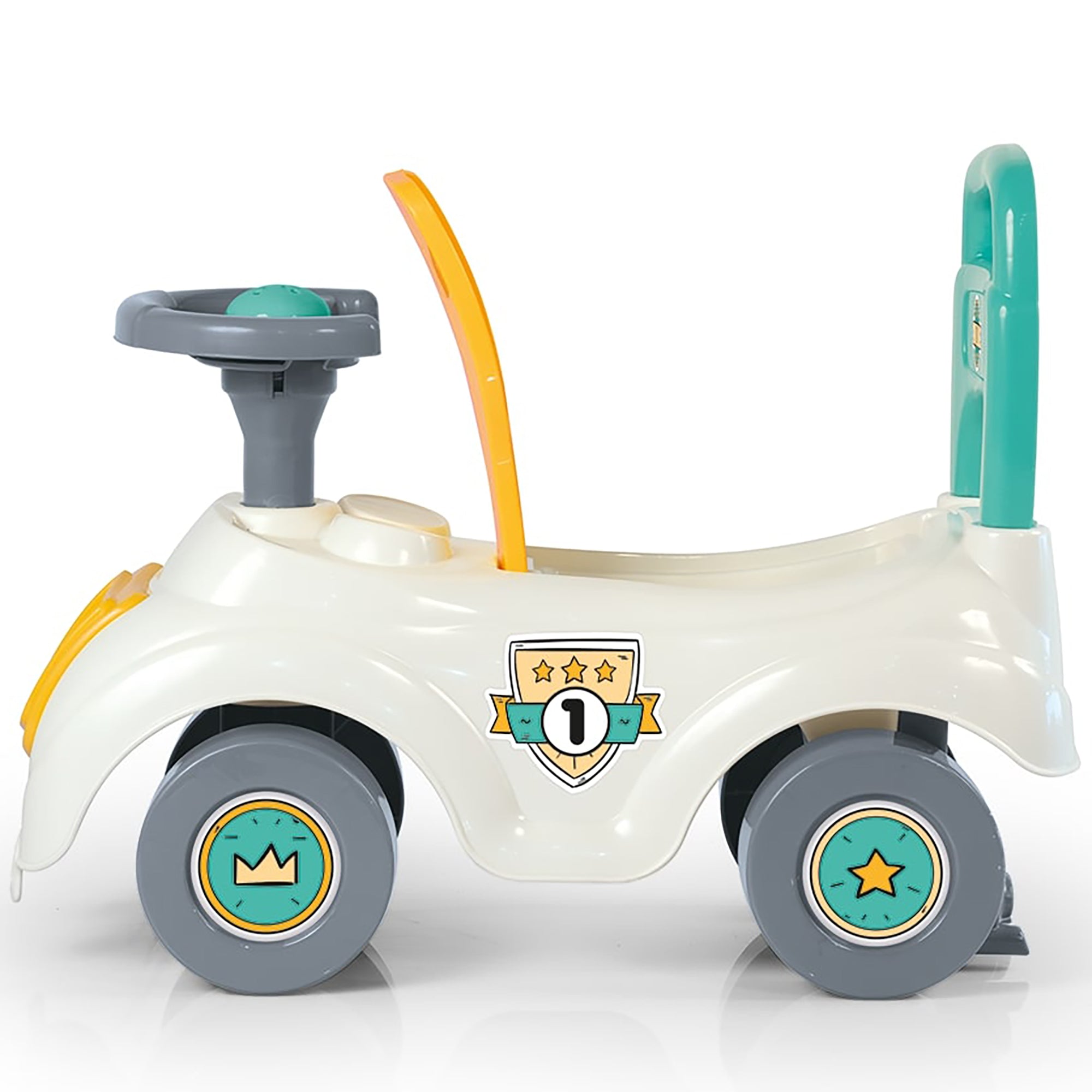 Dolu - Walk & Drive: Sit N' Ride - Vibrant Toddler Ride-on Toy, White-Yellow-Green - Image 5
