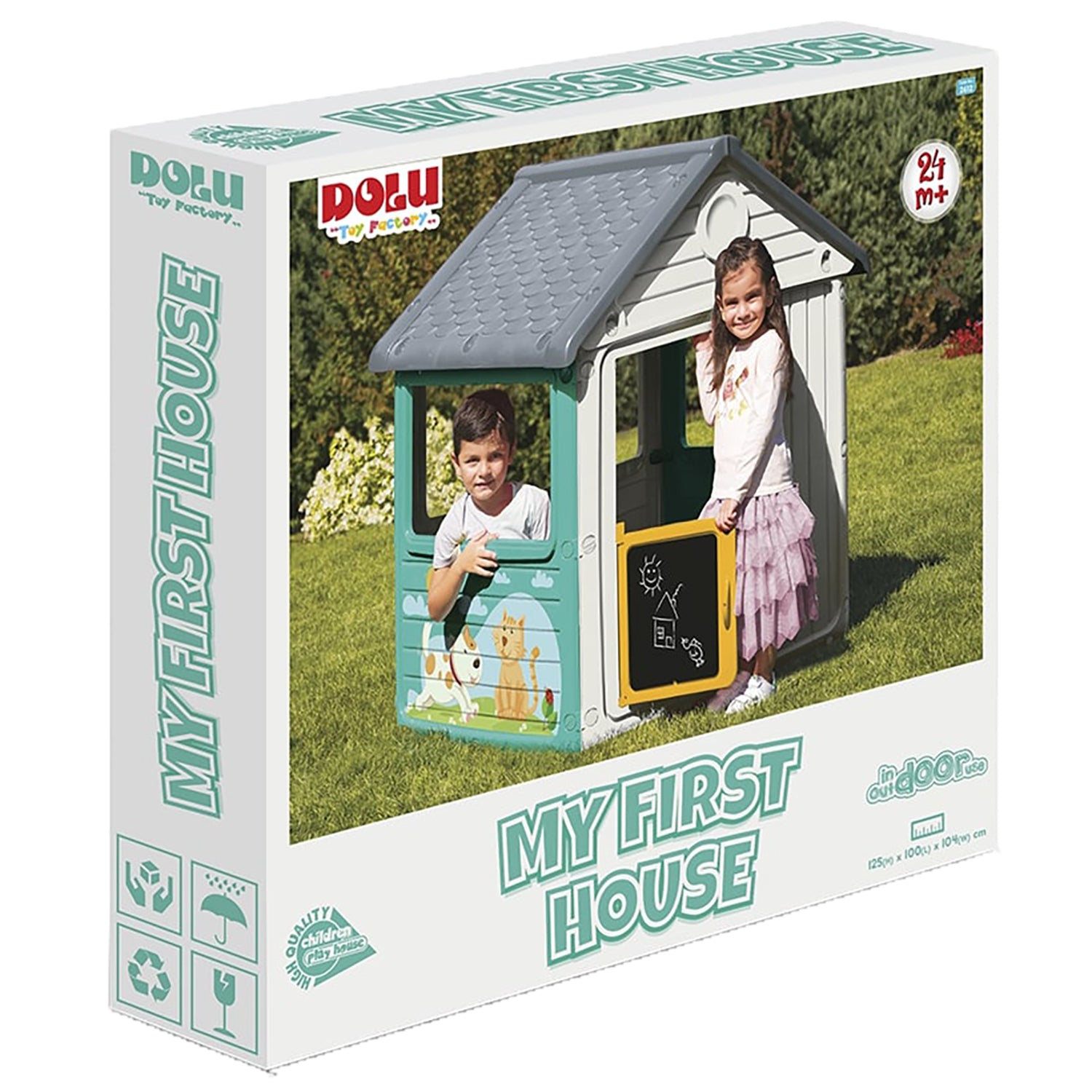 Dolu My First House Playhouse - Chic White & Green, Age 2+ - Image 2