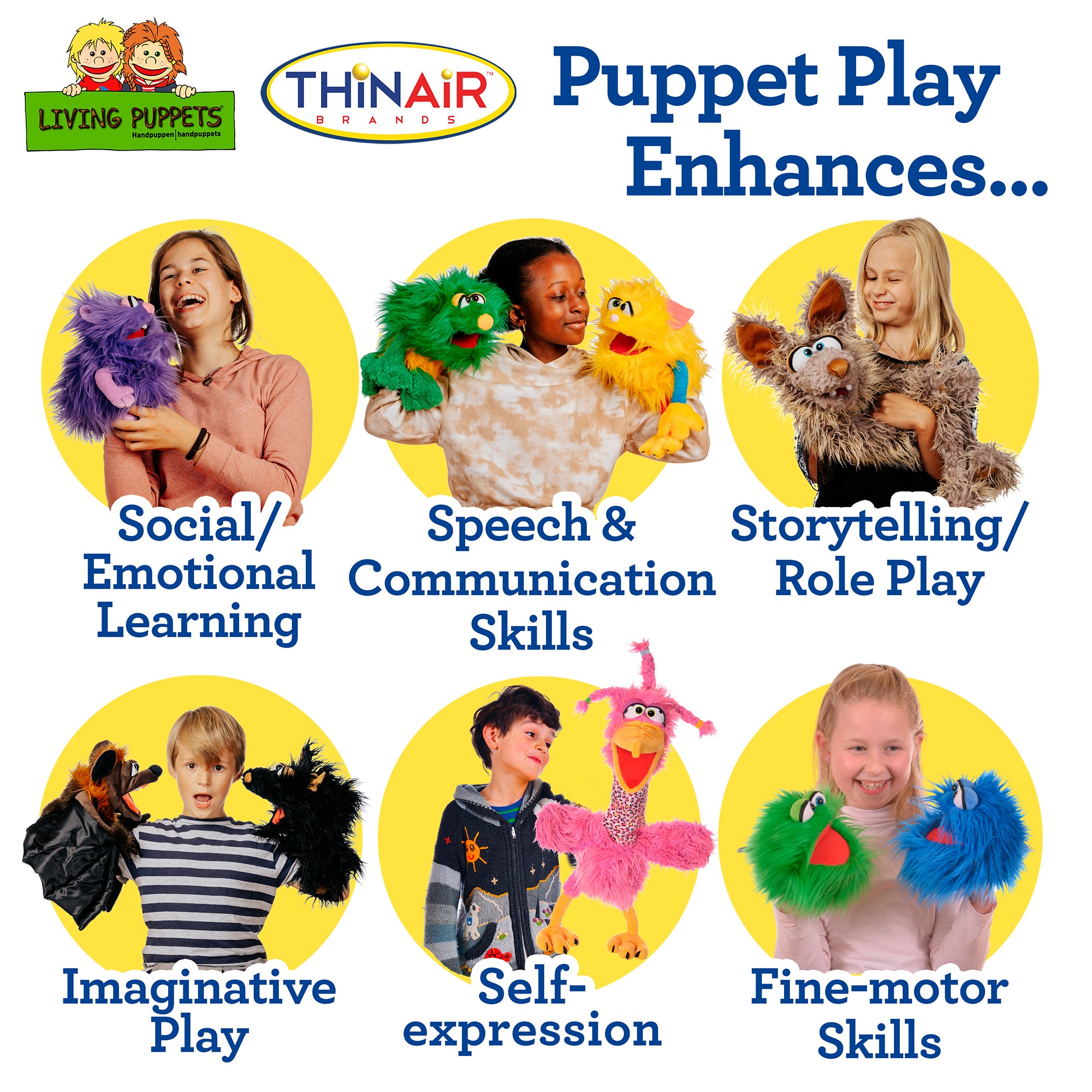 Living Puppets Handmade Fizz The Blue Dog Plush Hand Puppet - Image 5