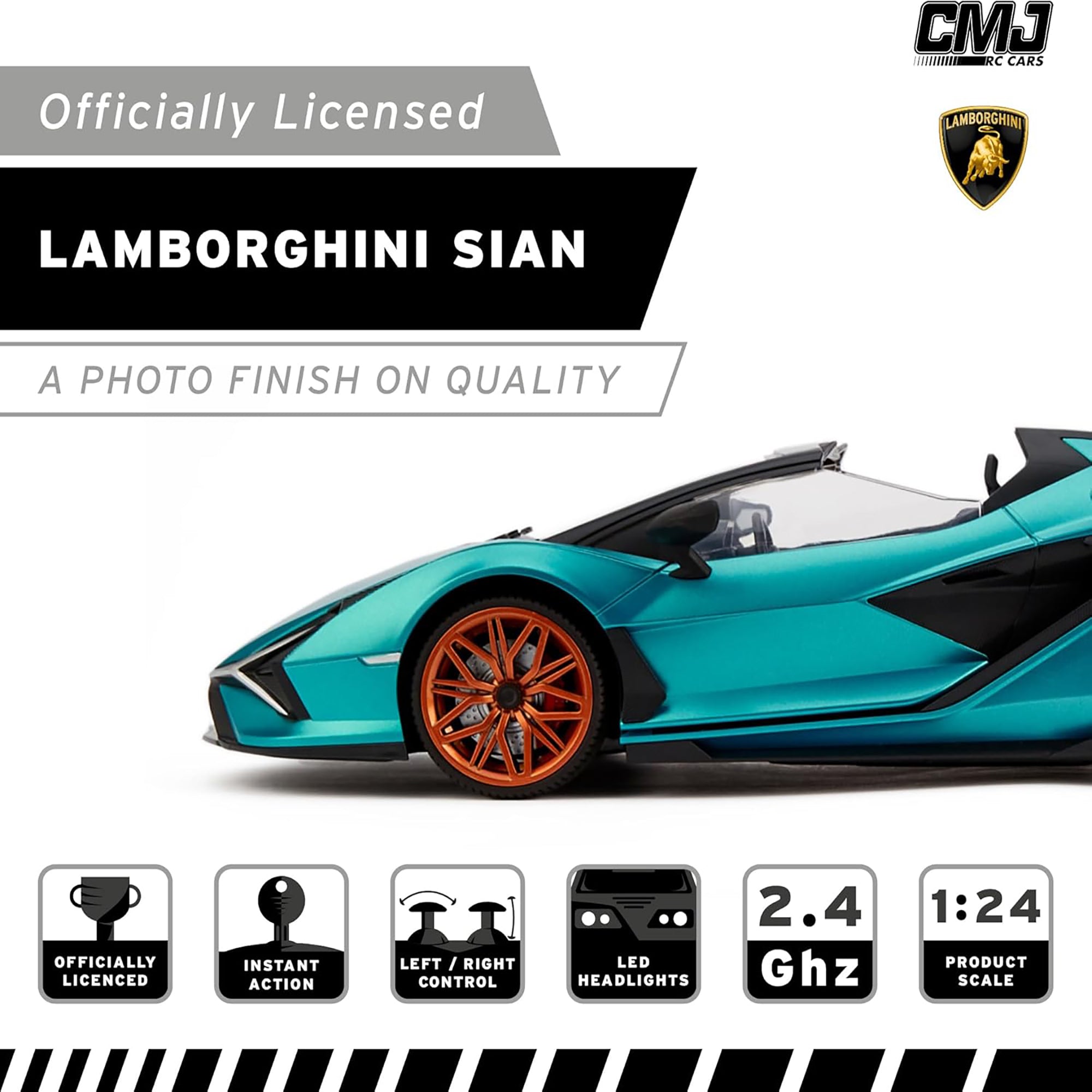 CMJ RC Lamborghini Twin Pack - Si??n & Aventador Police - 1:24 Scale Remote Control Cars - Image 4