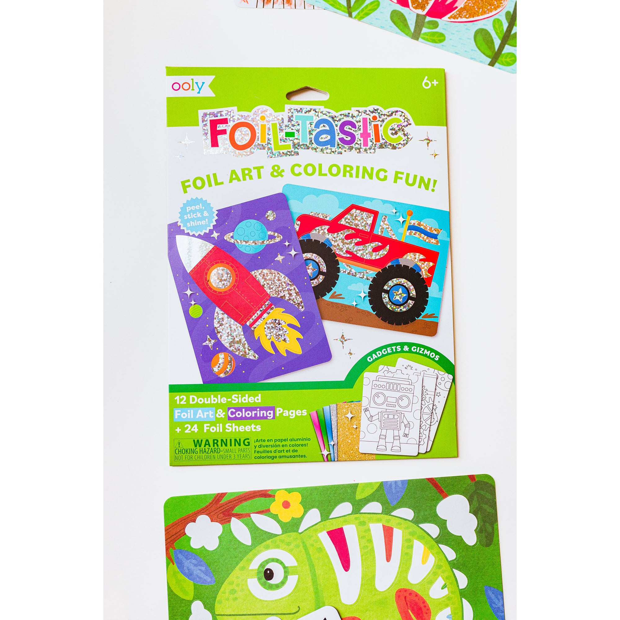 OOLY Gadgets & Gizmos Foil Art Coloring Set - 12 Double-Sided Pages, for Kids 6+ - Image 4