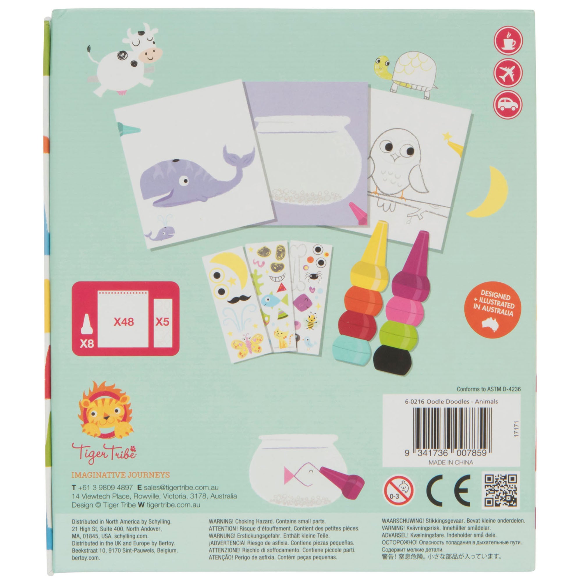 Tiger Tribe Oodle Doodles Animals Coloring & Activity Set - 32pg Designs with Crayons & Stickers - Image 2