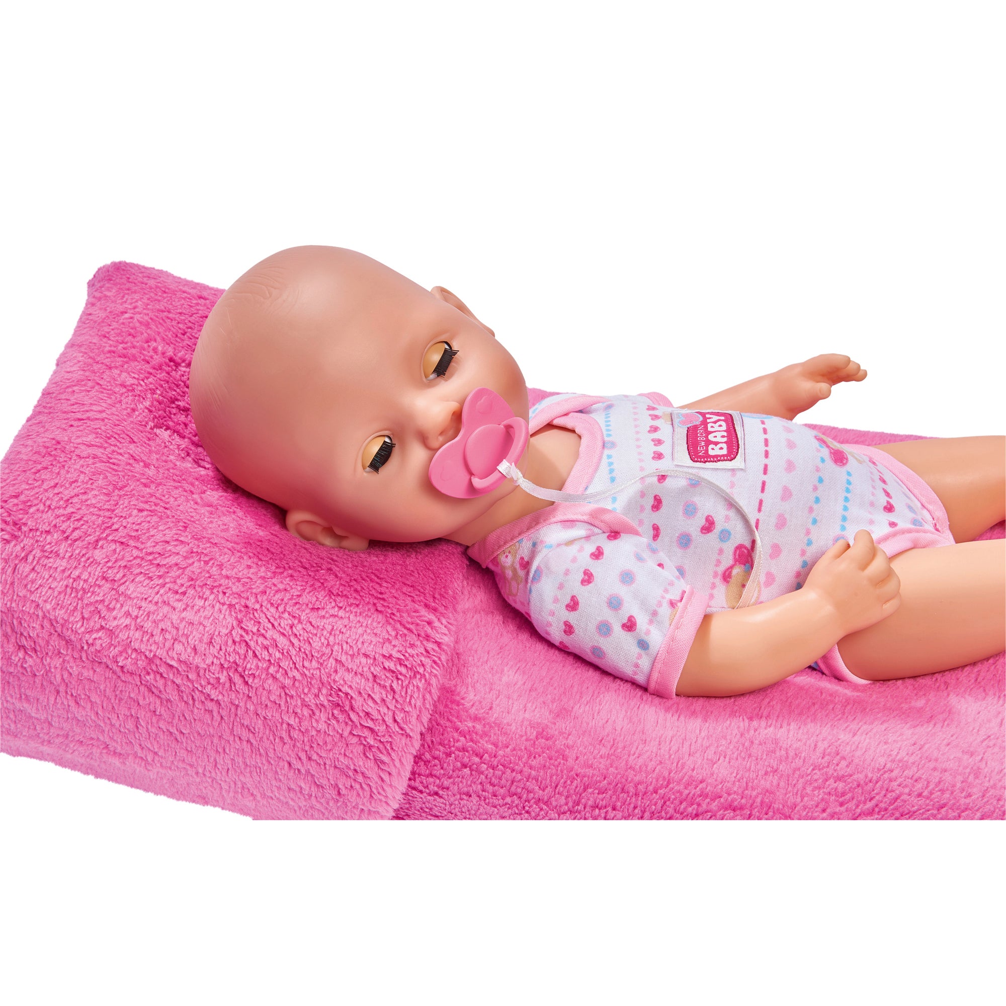 Simba Toys 15" Drink & Wet Baby Doll Set - Pink Heart Onesie - Image 4