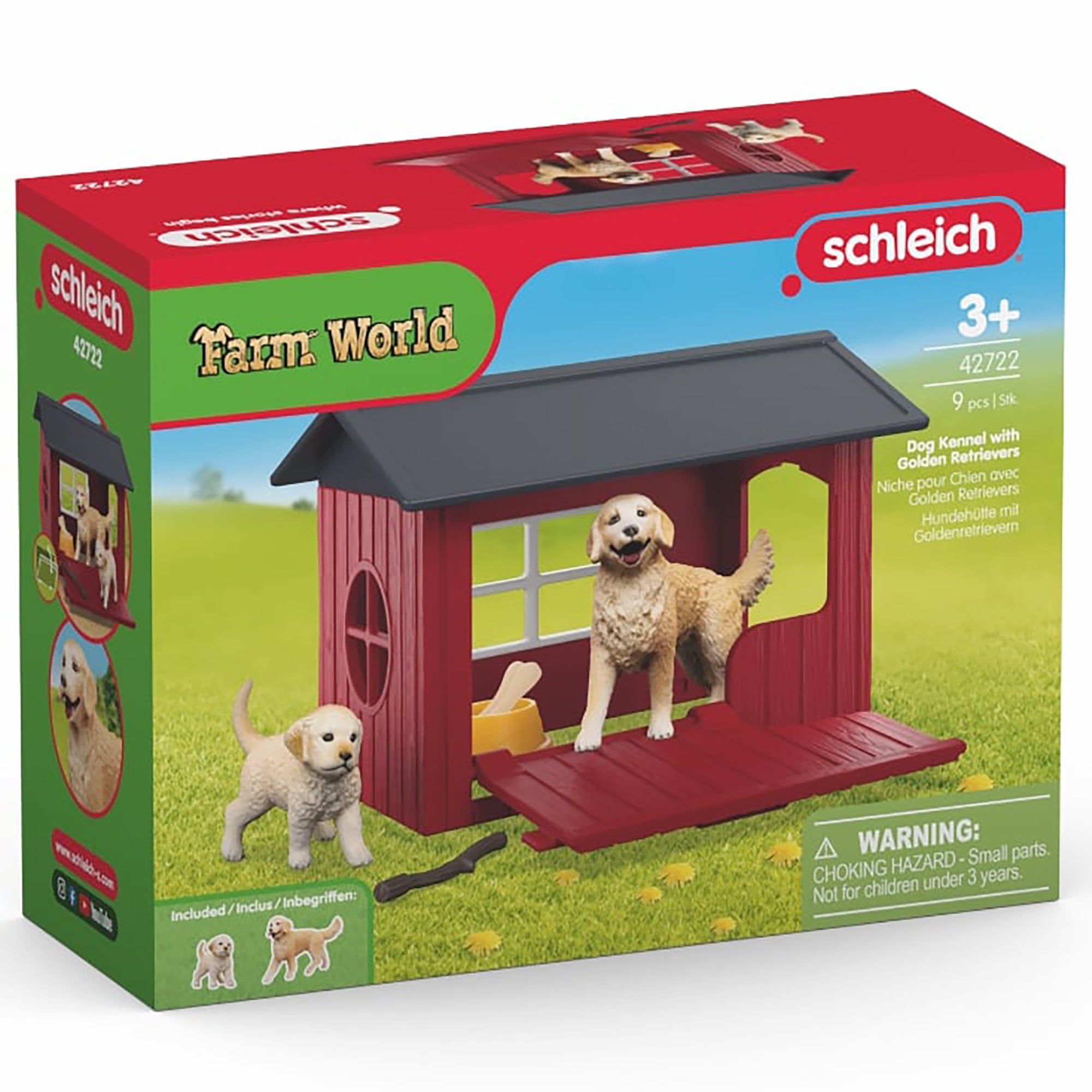 Schleich Farm World Dog Kennel - Golden Retriever Family Playset - Image 2