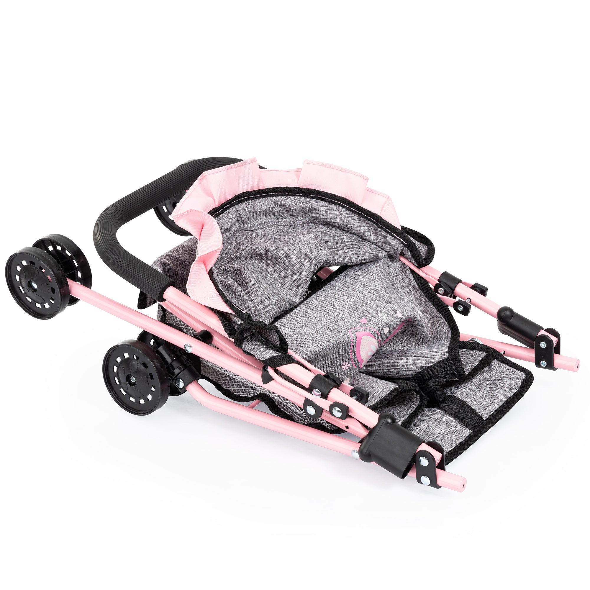 Bayer Design Doll Buggy - Play Stroller, Grey with Pink Butterfly Motif - Image 4