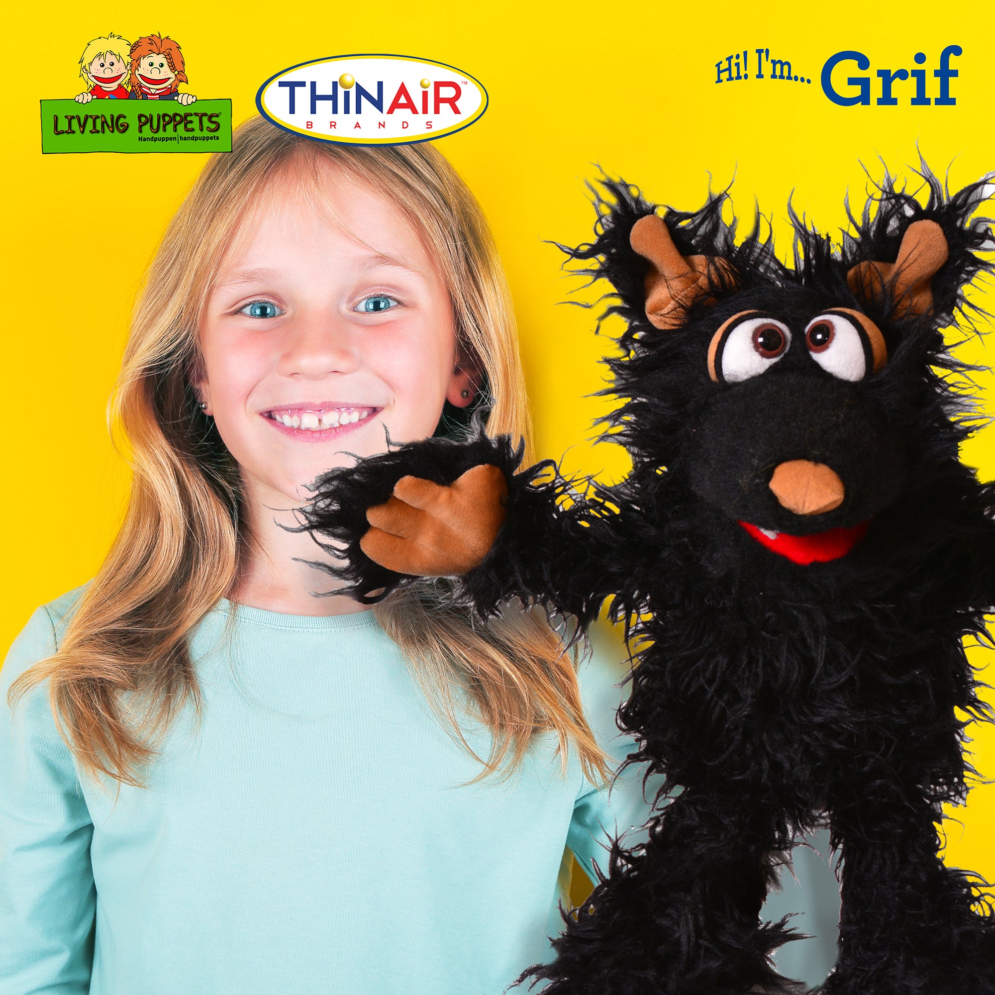 Living Puppets Grif The Black Dog - 12" Plush Hand Puppet, Handcrafted - Image 3