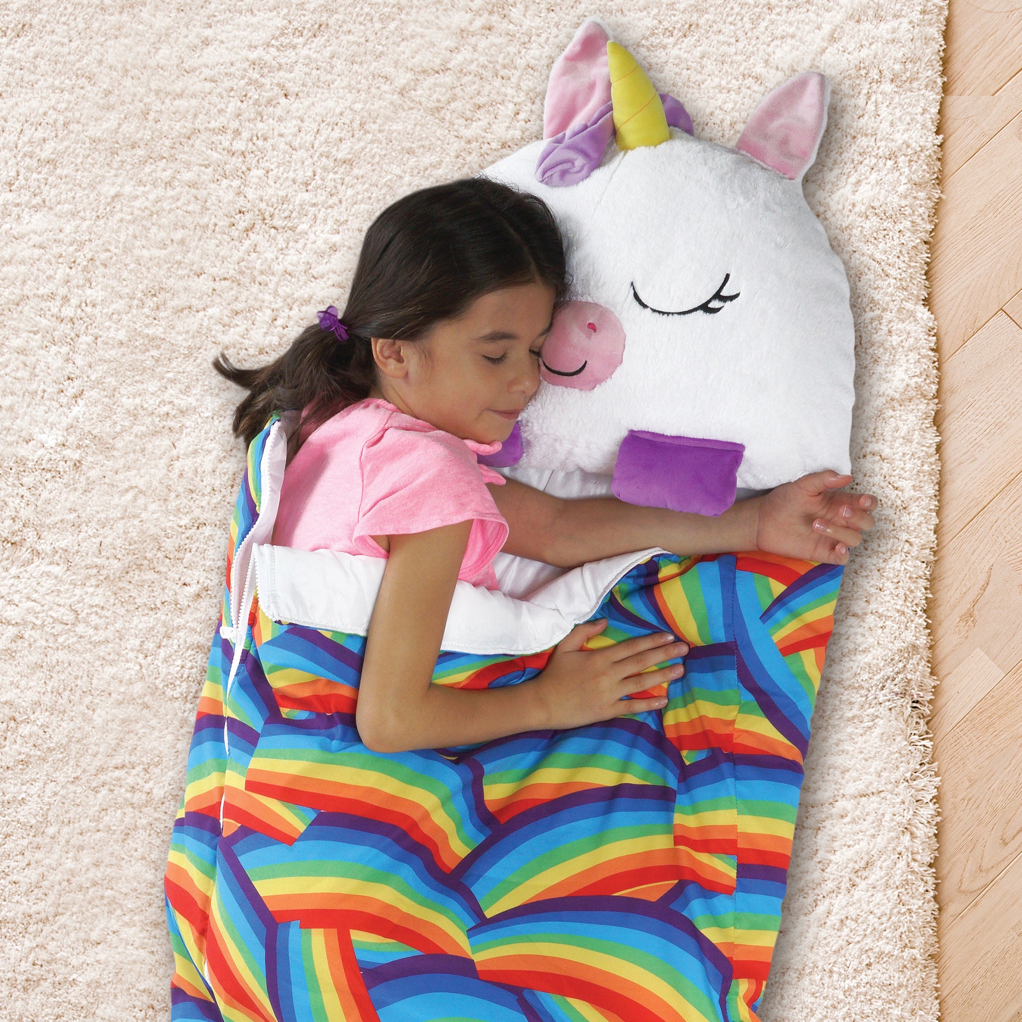 Happy Nappers White Unicorn 66 inch Plush Sleeping Bag - Large - Image 5
